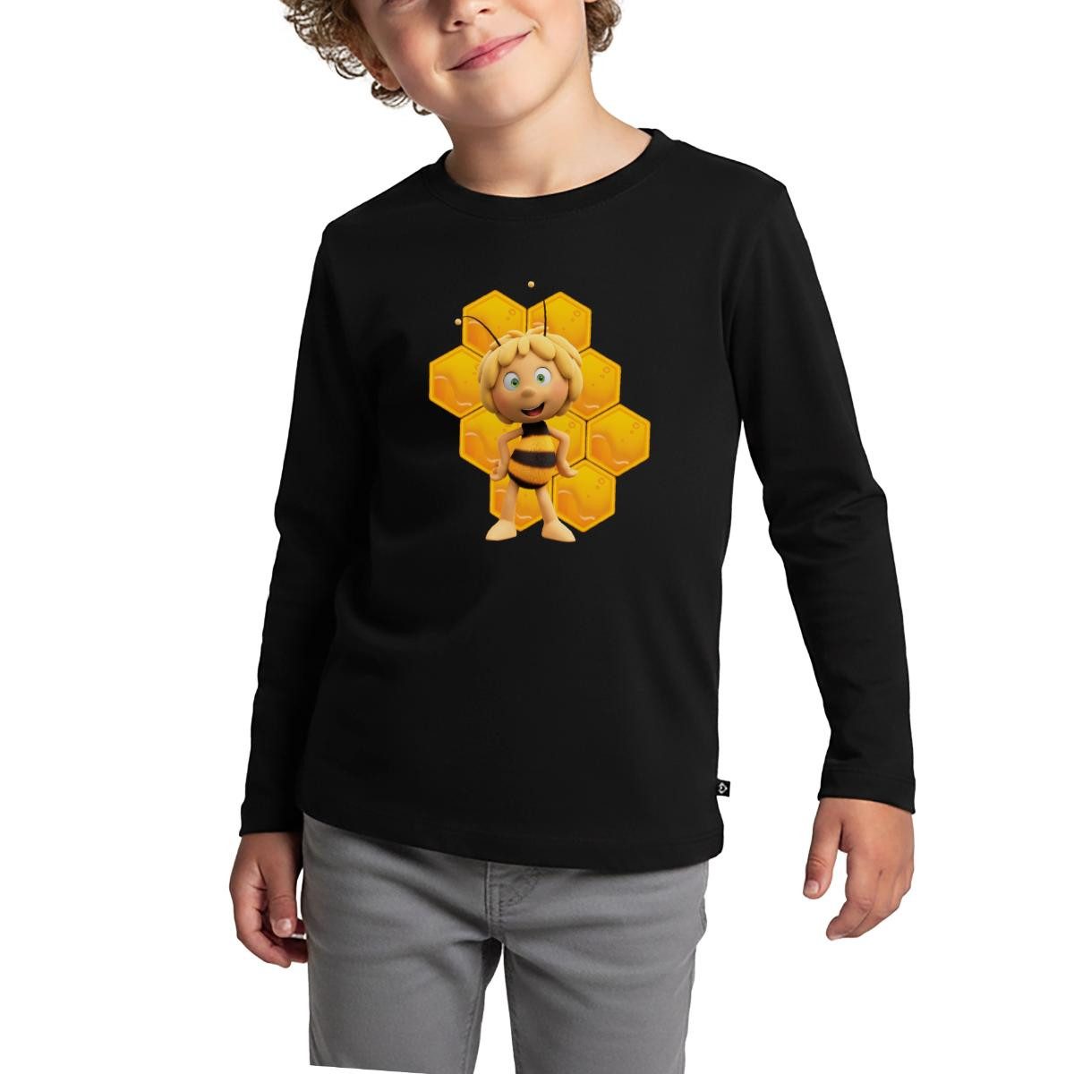Spreadshirt T-Shirt Die Biene Maja 3 Maja Mit Bienenwabe Kinder Premium Langarmshirt (1-tlg)