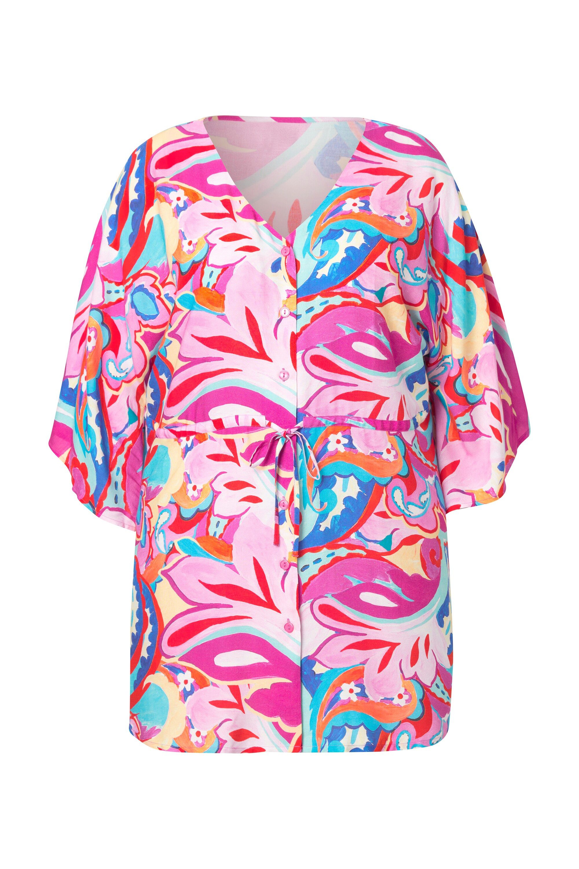 MIAMODA Longbluse Kimonobluse A-Linie Alloverdruck Taillen-Tunnelzug günstig online kaufen