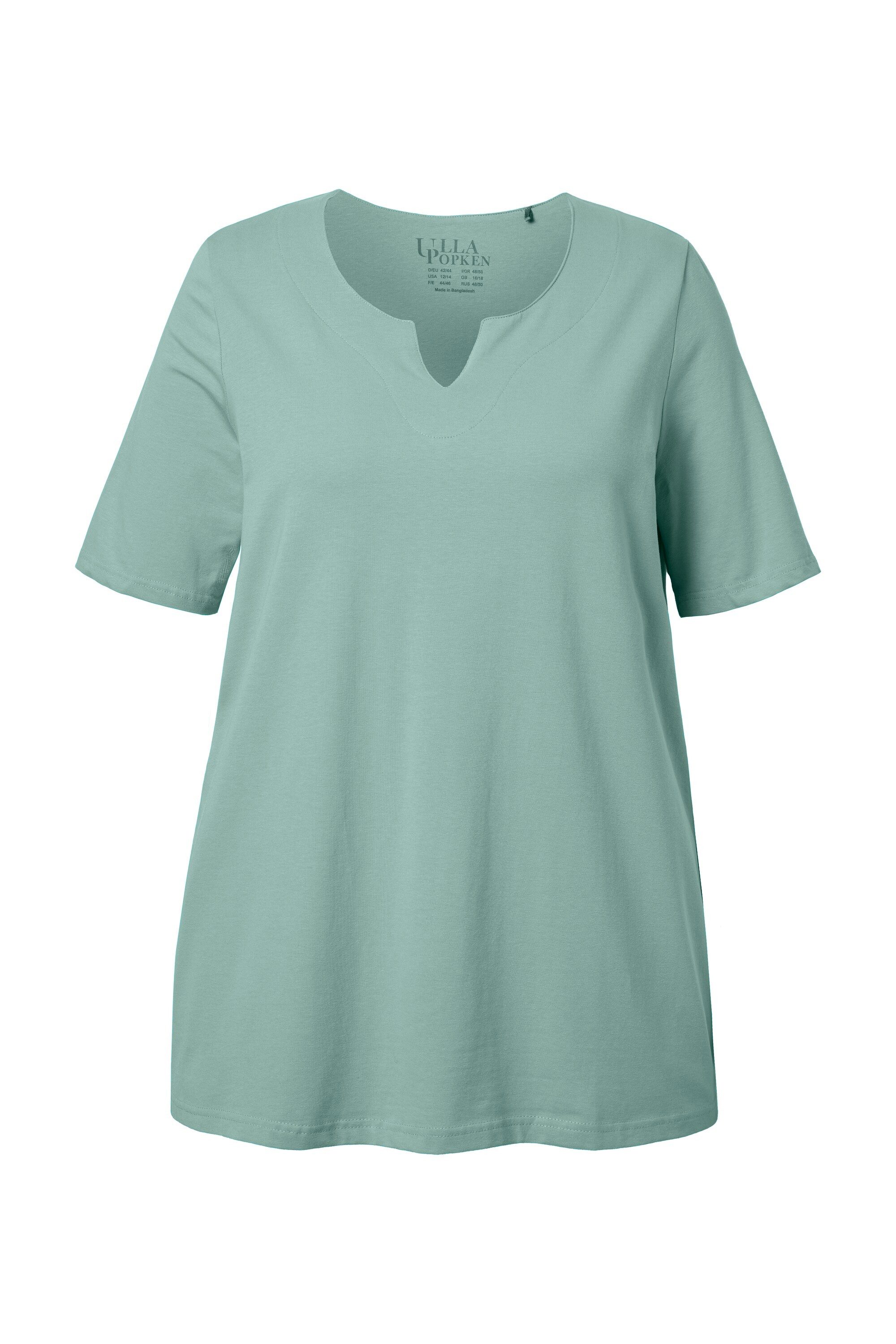 Ulla Popken T-Shirt T-Shirt A-Linie Tunika-Ausschnitt Halbarm günstig online kaufen