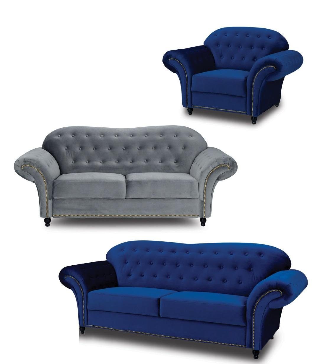 JVmoebel Sofa Chesterfield Sofagarnitur Couch Polster Möbel 3+2+1, Made in Europe