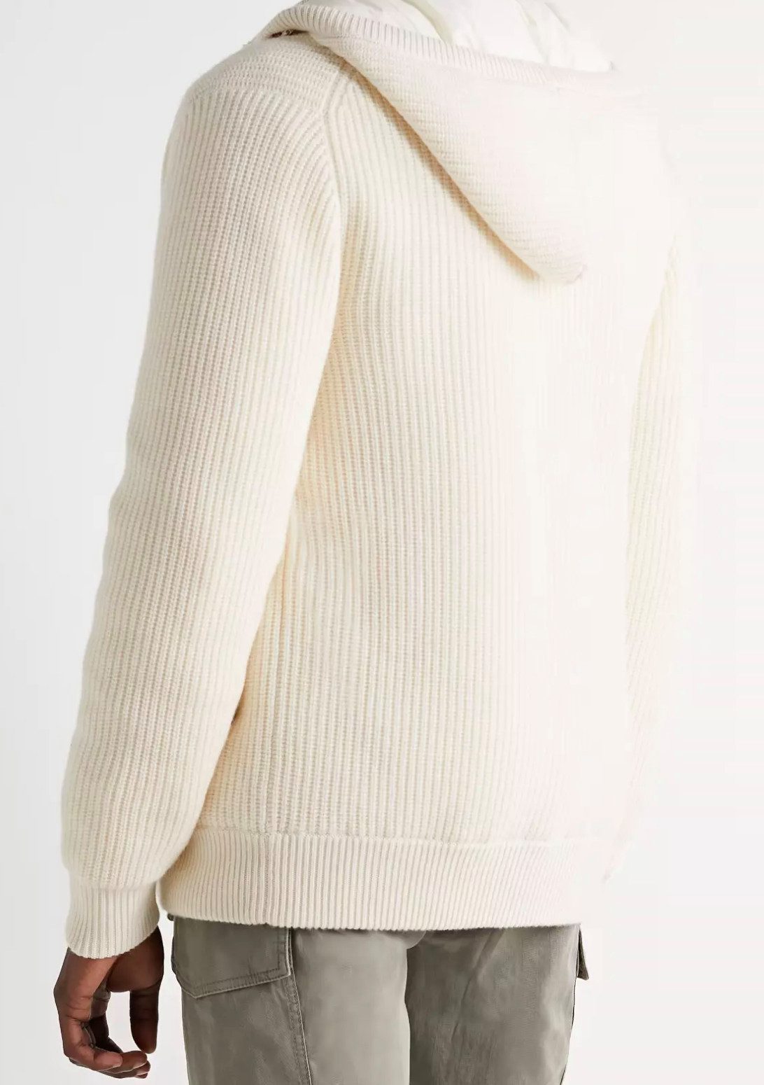 BRUNELLO CUCINELLI Winterjacke Jacke Daunen-Strickjacke aus Rippenstrick-Kaschmir mit Kapuze 4XL Aus dickem Kaschmir mit Daunenfüllung