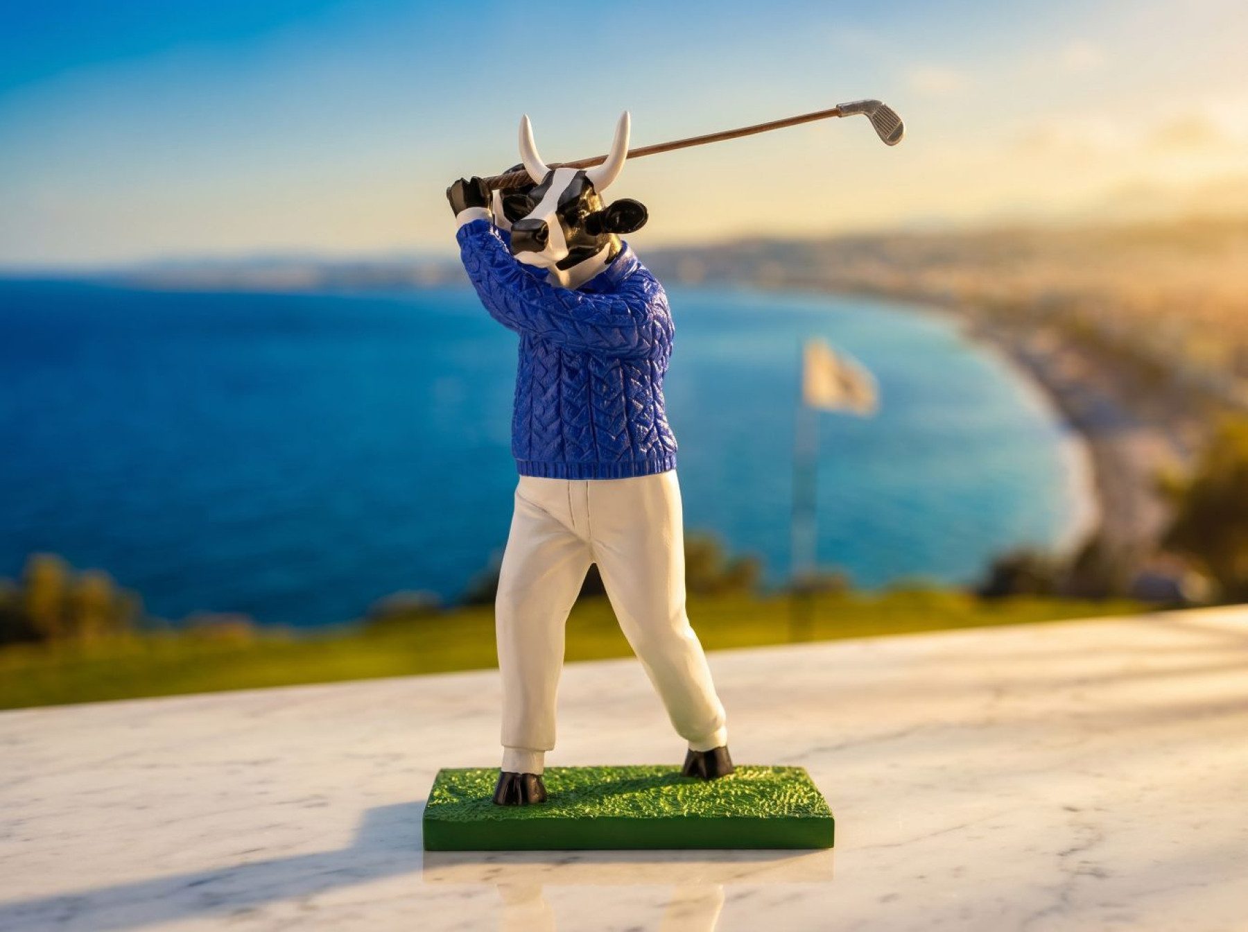 CowParade Dekofigur Golfer Cow Côte d’Azur Edition - Cowparade Kuh Medium