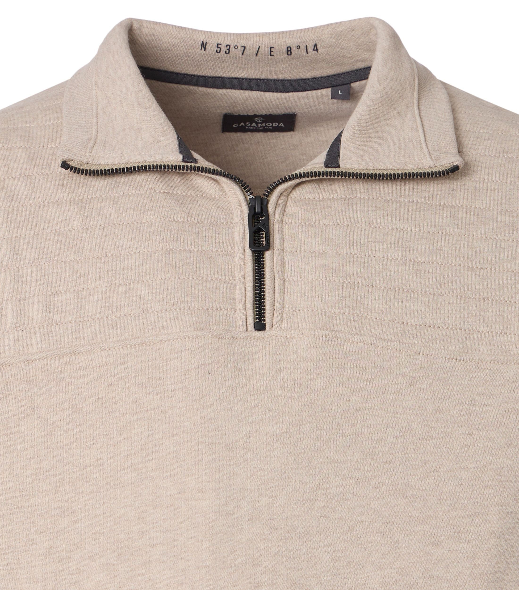 CASAMODA Troyer CASAMODA Herren Sweat-Troyer Zipper Regular Baumwollmix Beige