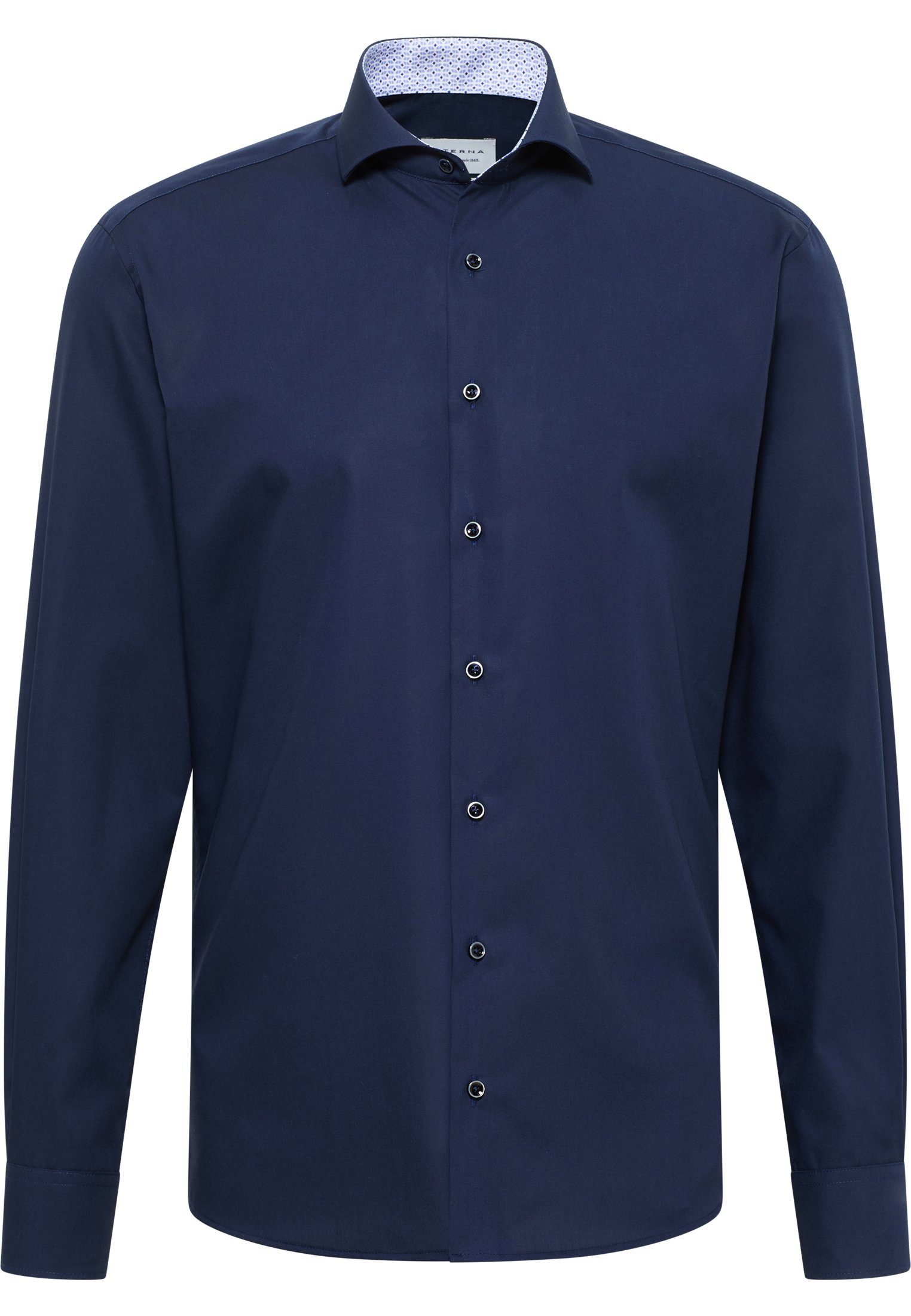 Original Langarm Shirt Blau Popeline Eterna Langarmhemd