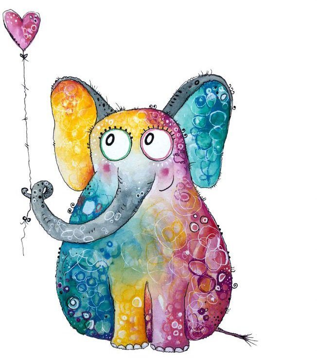 mit Luftballon St) Herz Wall-Art Elefant Wandtattoo (1