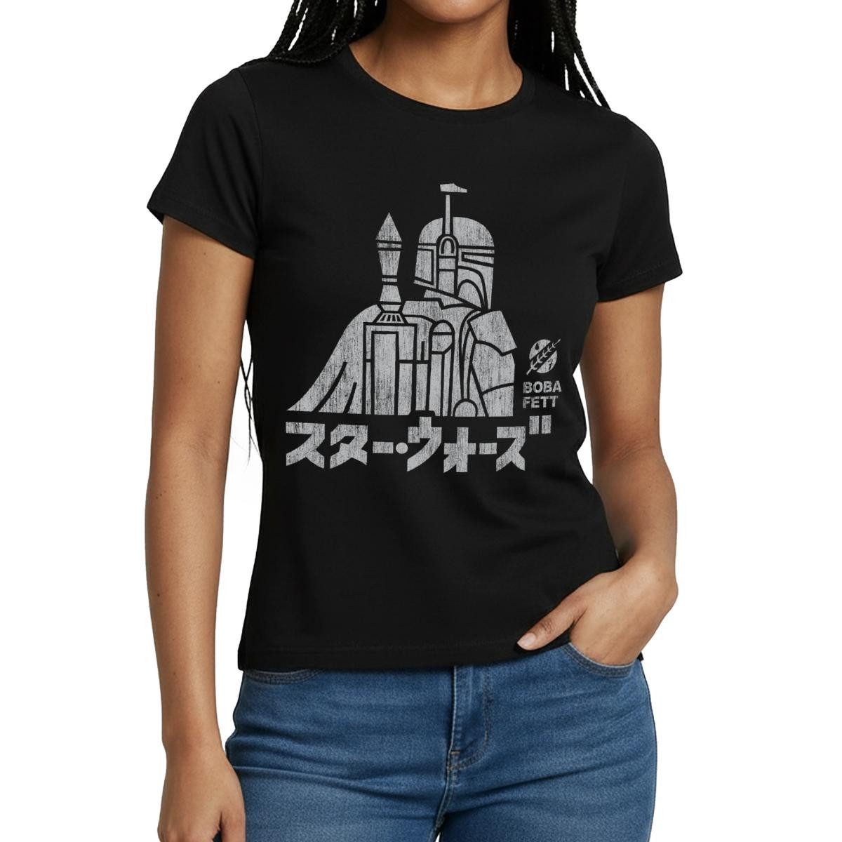 Spreadshirt T-Shirt Star Wars: Mandalorian Boba Fett Frauen T-Shirt (1-tlg)