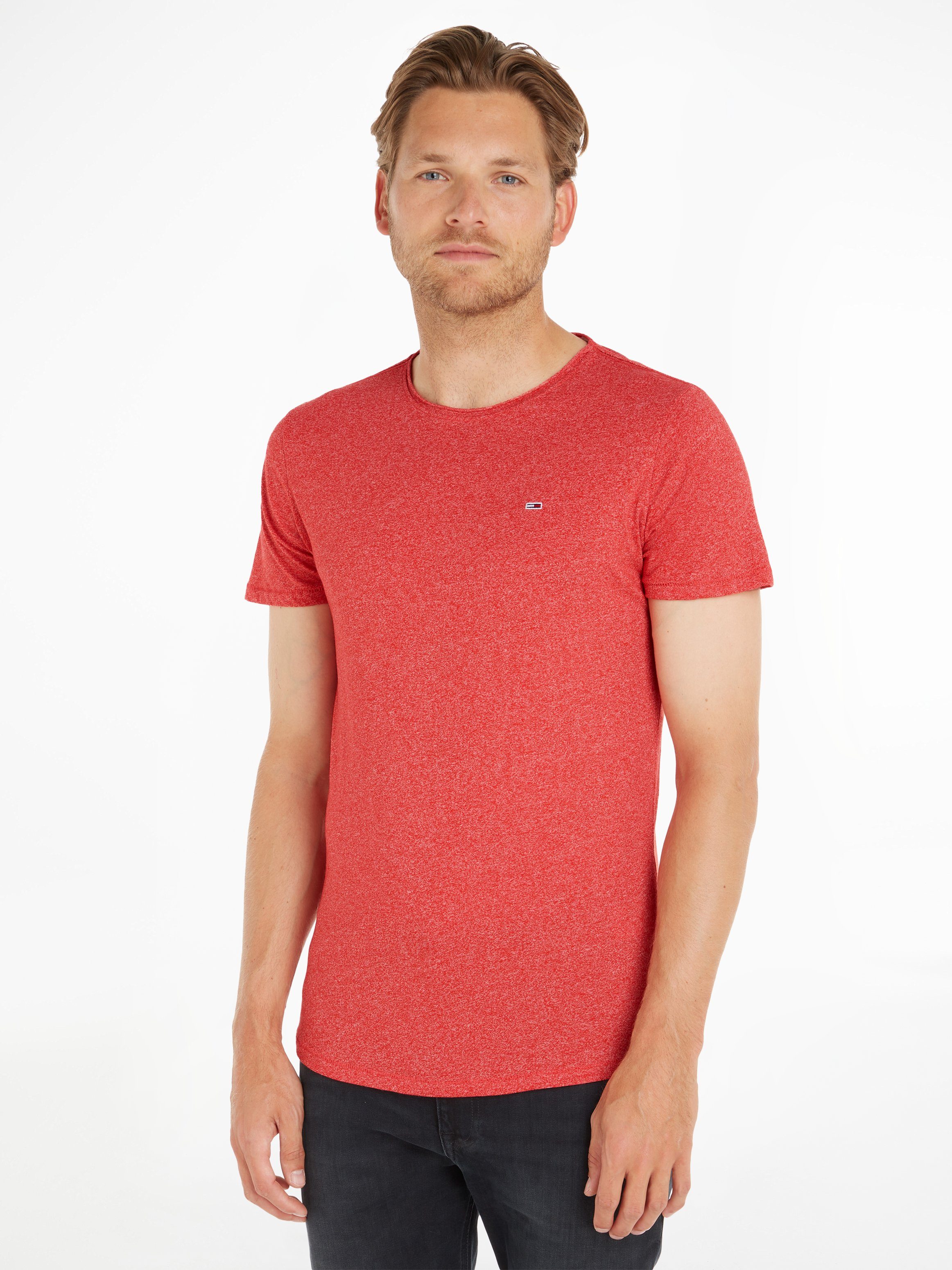 Tommy Jeans T-Shirt TJM SLIM JASPE C NECK mit Markenlabel Deep Crimson