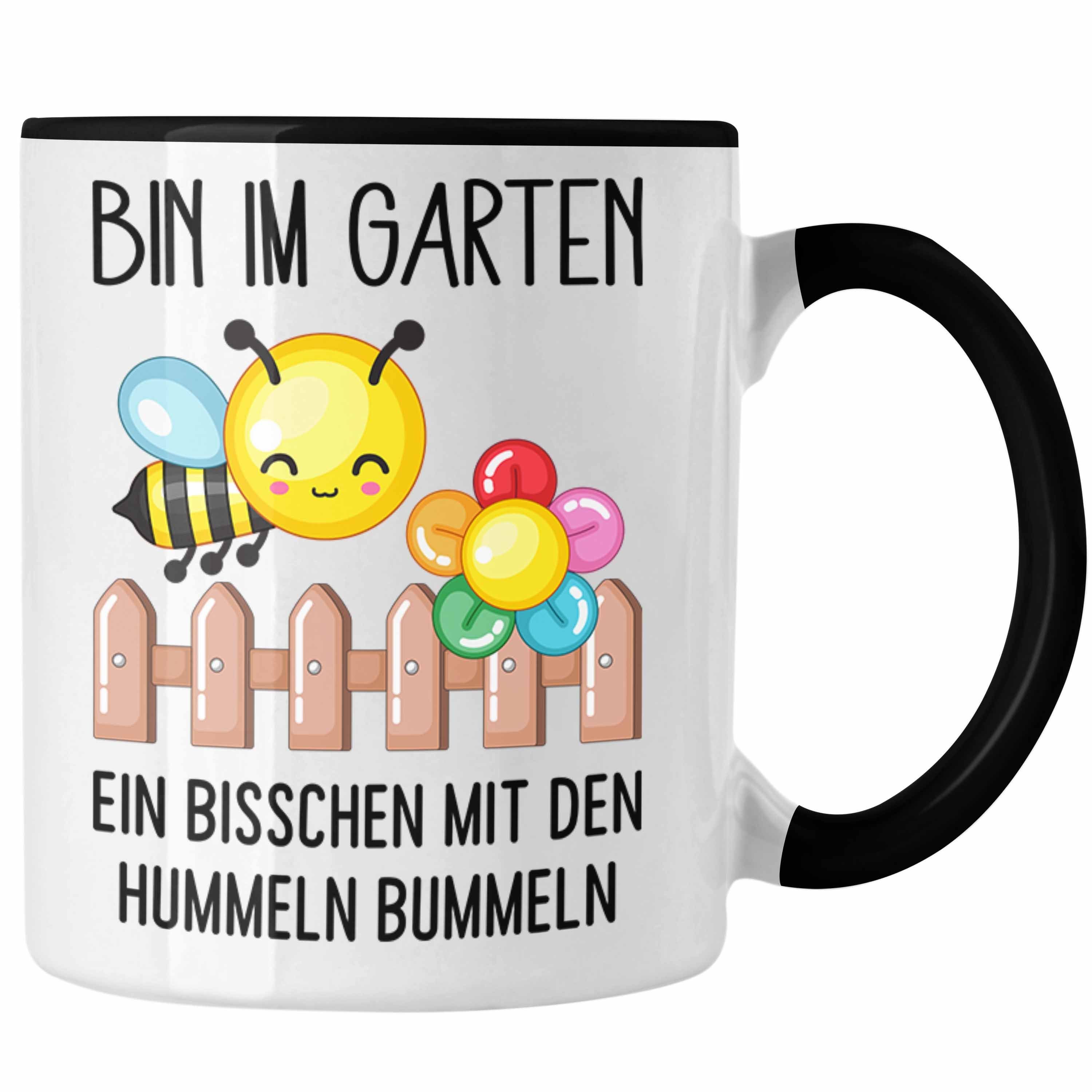 Trendation Tasse „Bin Im Garten Mit Den Hummeln Bummeln“ – Lustiger Spruch Für Gärtner, Spülmaschinenfest