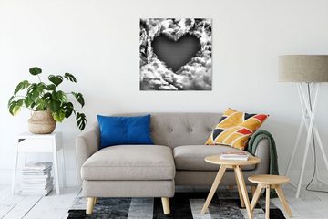 Pixxprint Leinwandbild Romantisches Herz in den Wolken, Romantisches Herz in den Wolken (1 St), Leinwandbild fertig bespannt, inkl. Zackenaufhänger
