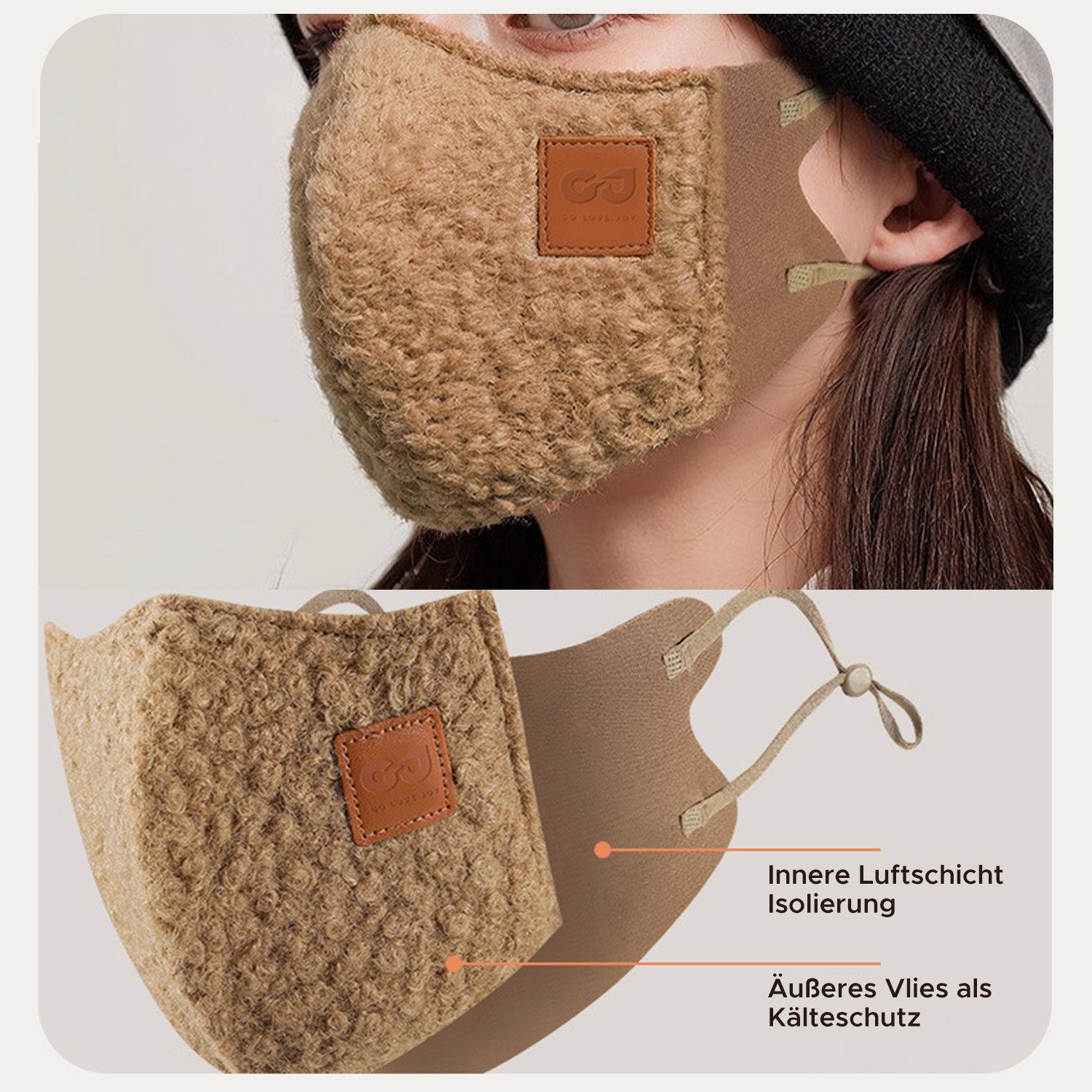 Refttenw Sturmhaube Thermo Gesichtsmaske Stoffmaske Winddichte Maske Verstellbare Wiederverwendbar und Waschbar