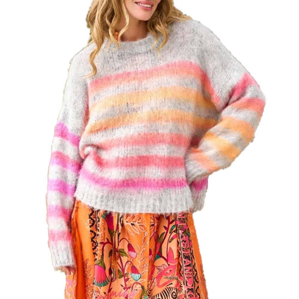 Miss Goodlife Rundhalspullover Strickpullover mit bunten Streifen MG12646 – günstig online kaufen