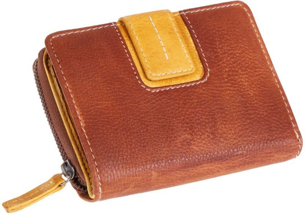 Gürteltasche Damengeldbörse zweifarbig Leder 13x9,5x3,5cm braun