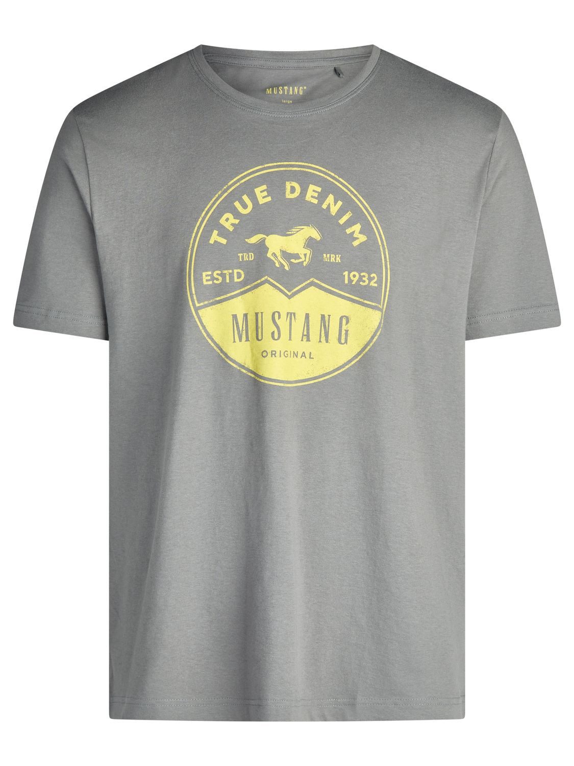 MUSTANG T-Shirt Herren Printshirt Regular Fit (1-tlg) Kurzarm Tee Shirt mit Rundhalsausschnitt aus 100% Baumwolle