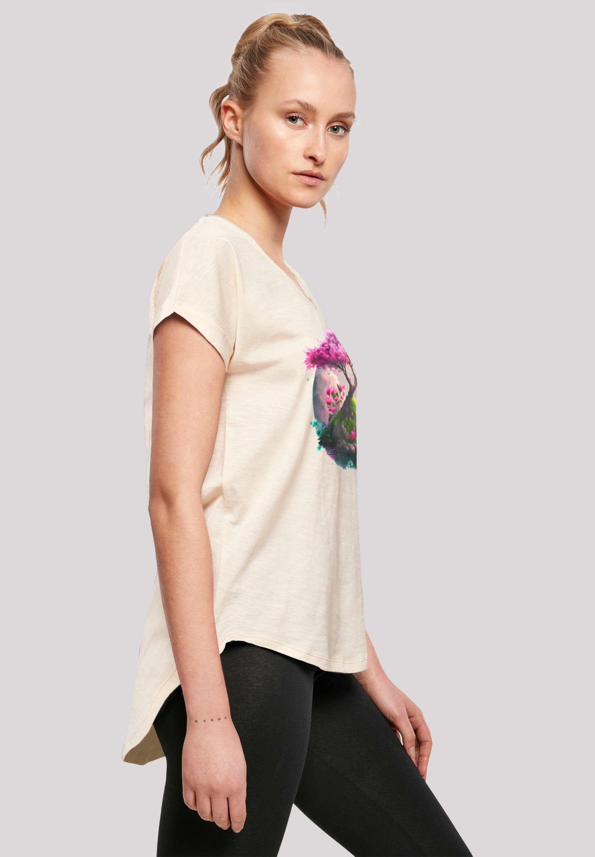 F4NT4STIC T-Shirt Kirschblüten Baum Print Whitesand