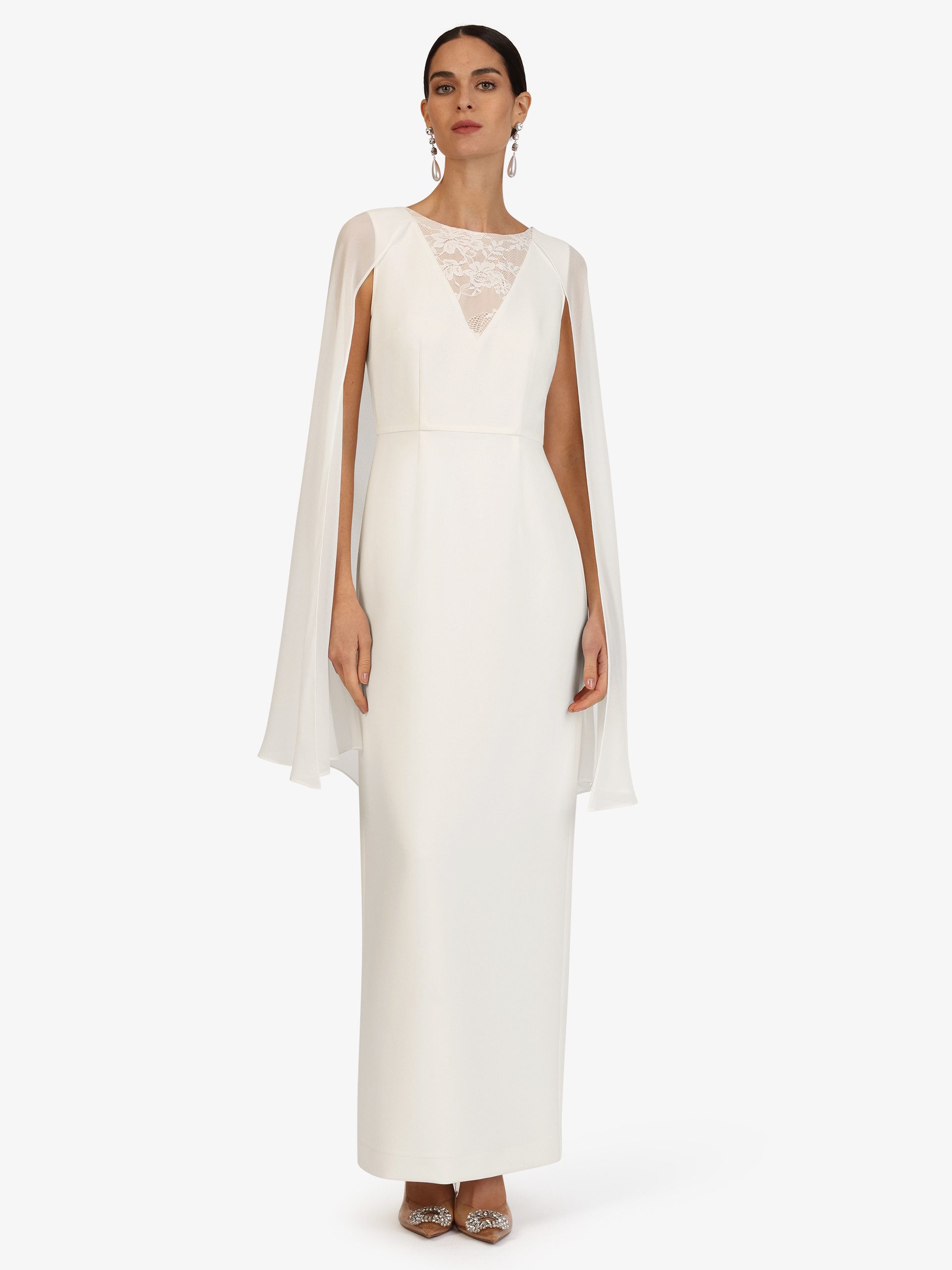 Kraimod Abendkleid mit Cape-Ärmeln und Spitze