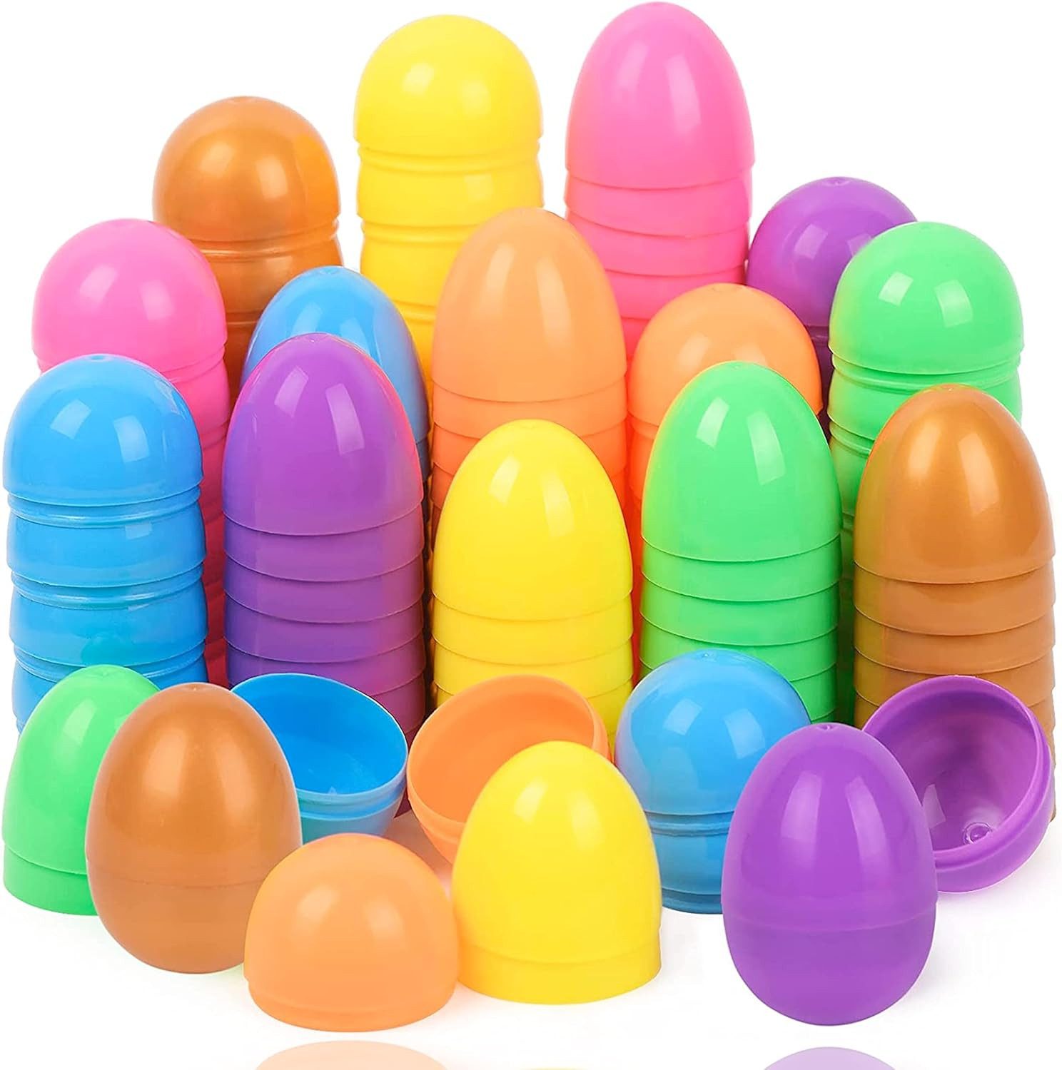Hey!Easter® Osterei 12x Ostereier zum befüllen - Bunte 6 cm Plastikeier Kunststoffeier (12er Set, 12 St., 12 Stück), bunt