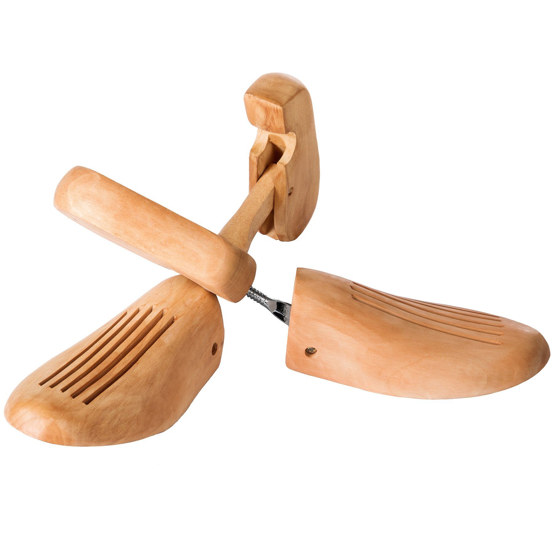 tectake Schuhspanner 1 Paar Schraubspanner, gute Luftzirkulation (Stiefelspanner, für Damen- und Herrenschuhe in braun), aus Lotusholz, Verhinderung von Gehfalten, hohe Feuchtigkeitsaufnahme