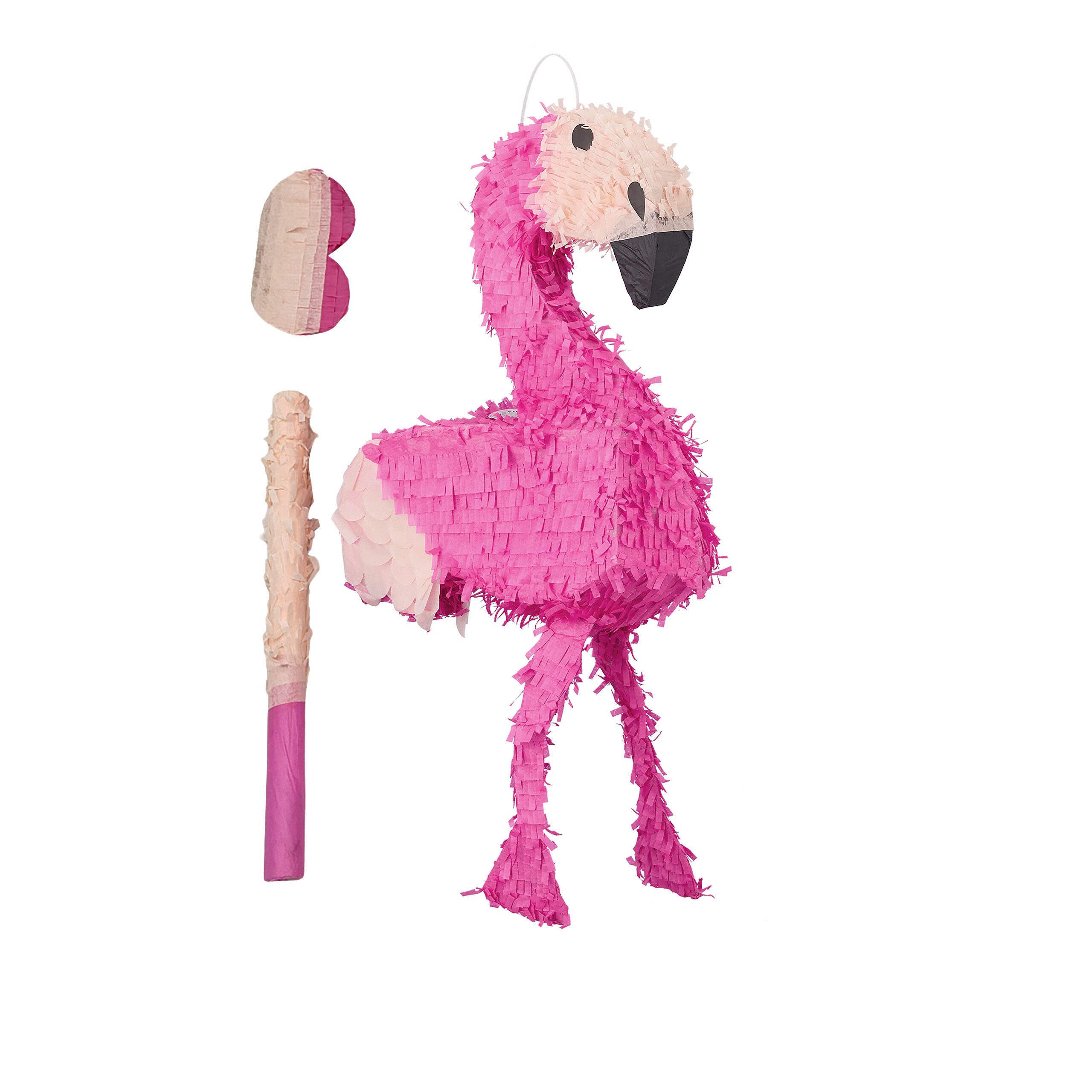 relaxdays Pinata Set Flamingo mit Stab und Maske