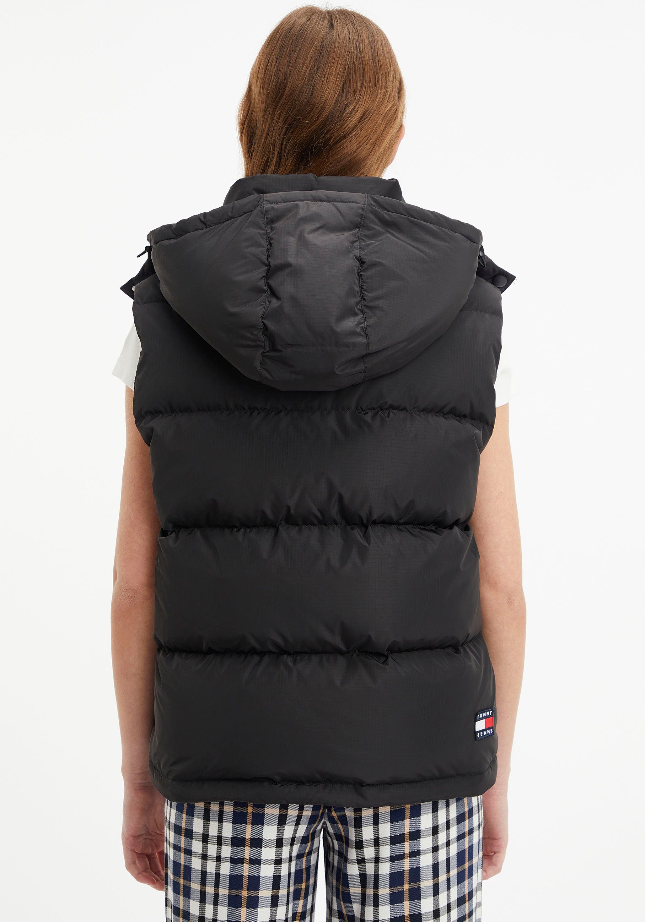 Tommy Jeans Steppweste schwarz TJW am Aufhänger VEST PUFFER Kragen mit ALASKA