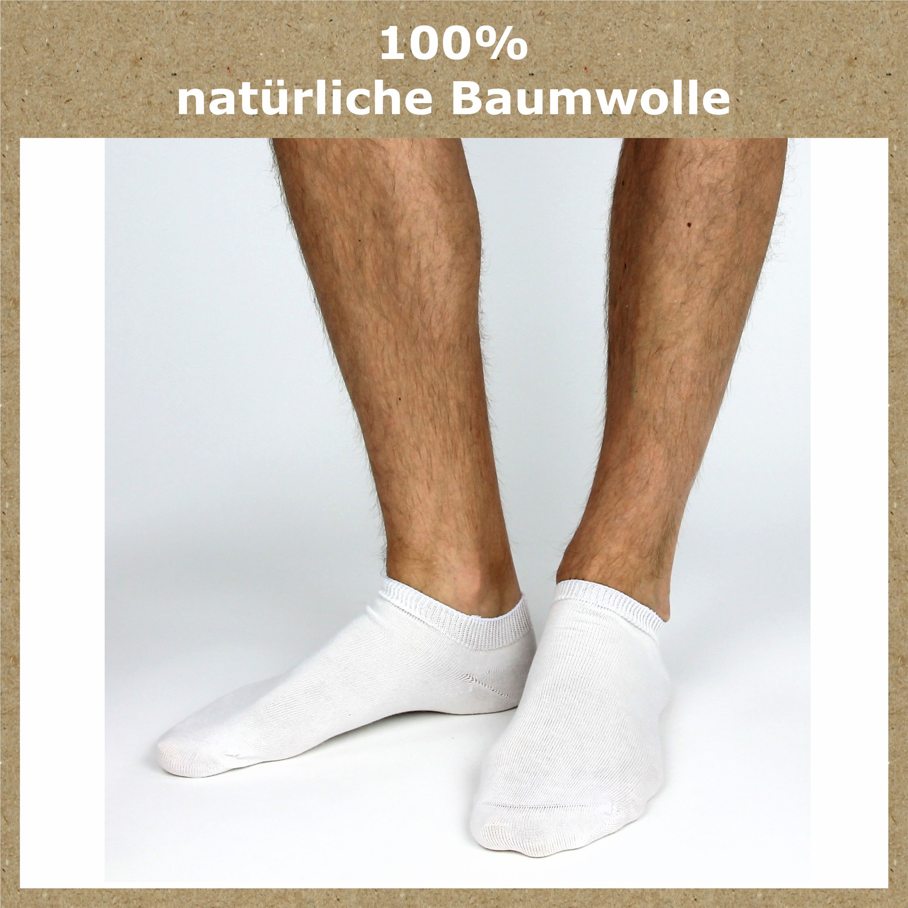 GAWILO Sneakersocken "Natur" für Damen & Herren aus 100% Baumwolle u.a. in weiß & schwarz (8 Paar) ohne drückende Naht über den Zehen - Spitze handgekettelt