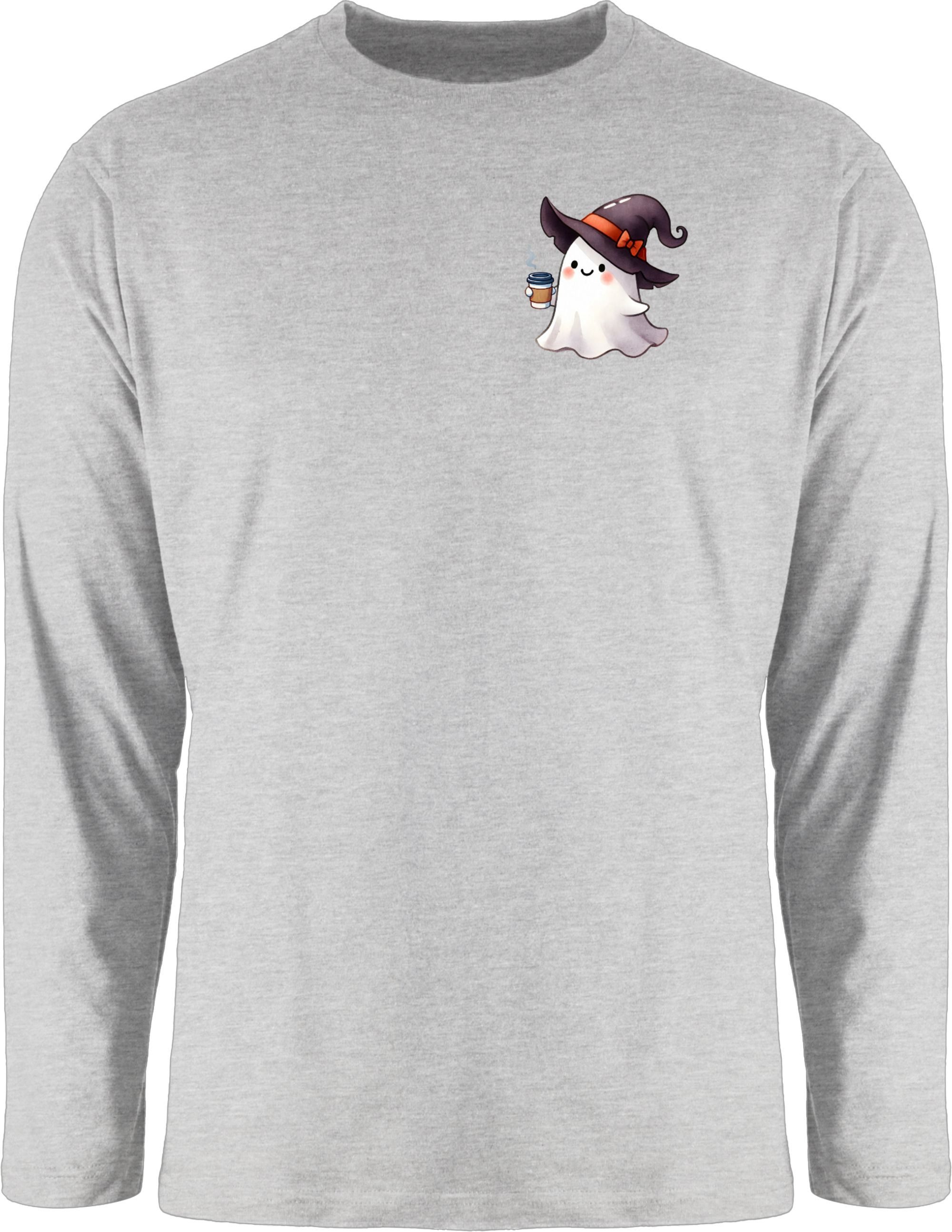 Shirtracer Rundhalsshirt Cooles Geister Motiv mit Kaffee, Halloween Kaffeemotiv Halloween Kostüme Herren