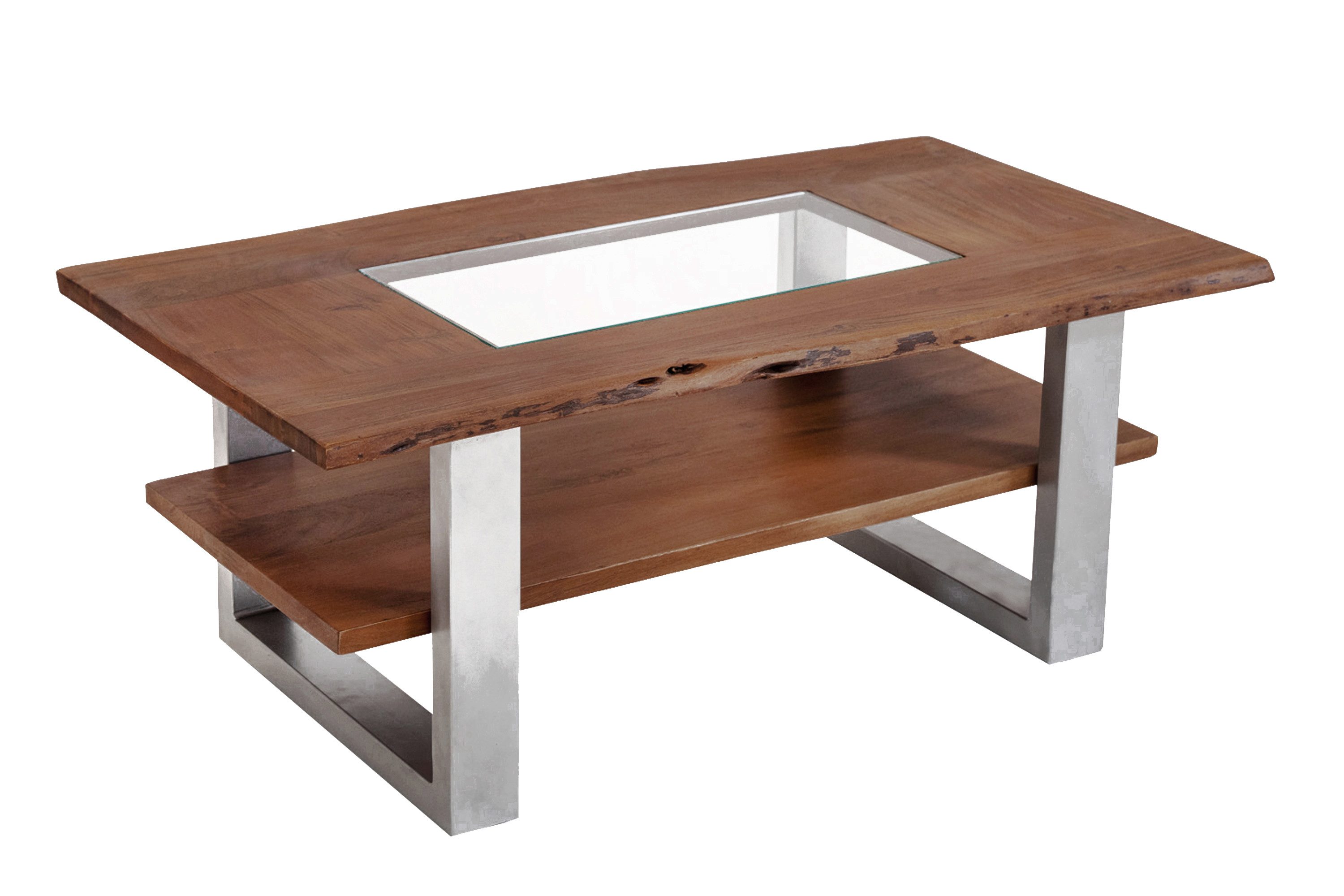 Loreno® Couchtisch Patrick, Akazienholz, mit Glaseinsatz, günstig online kaufen