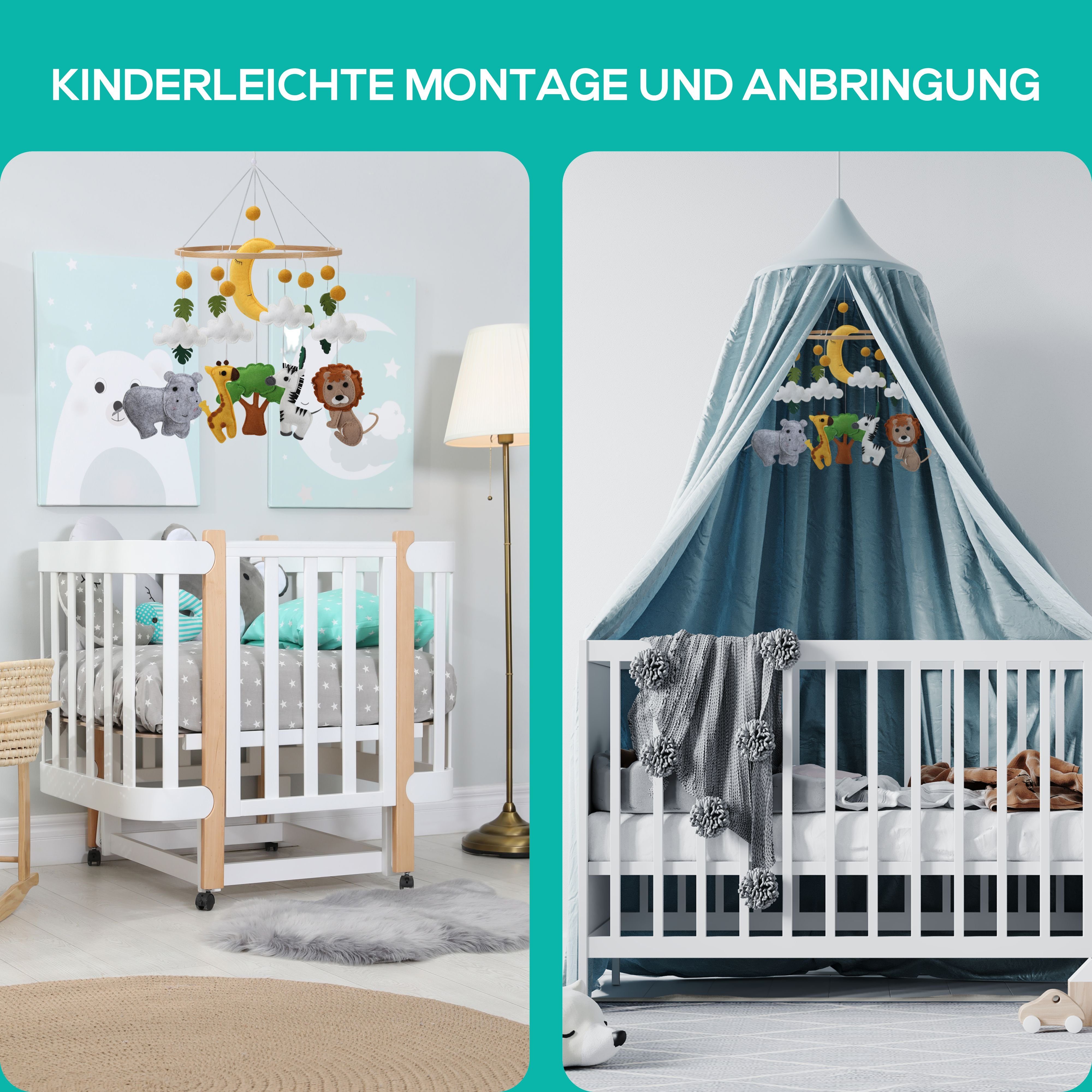 1-St), Aufhängen, Babymobile zum Mobile Baby Babyzimmer Bettglocke Bett Windspiel Windspiel (Set, Babymöbel-Set wortek Baby