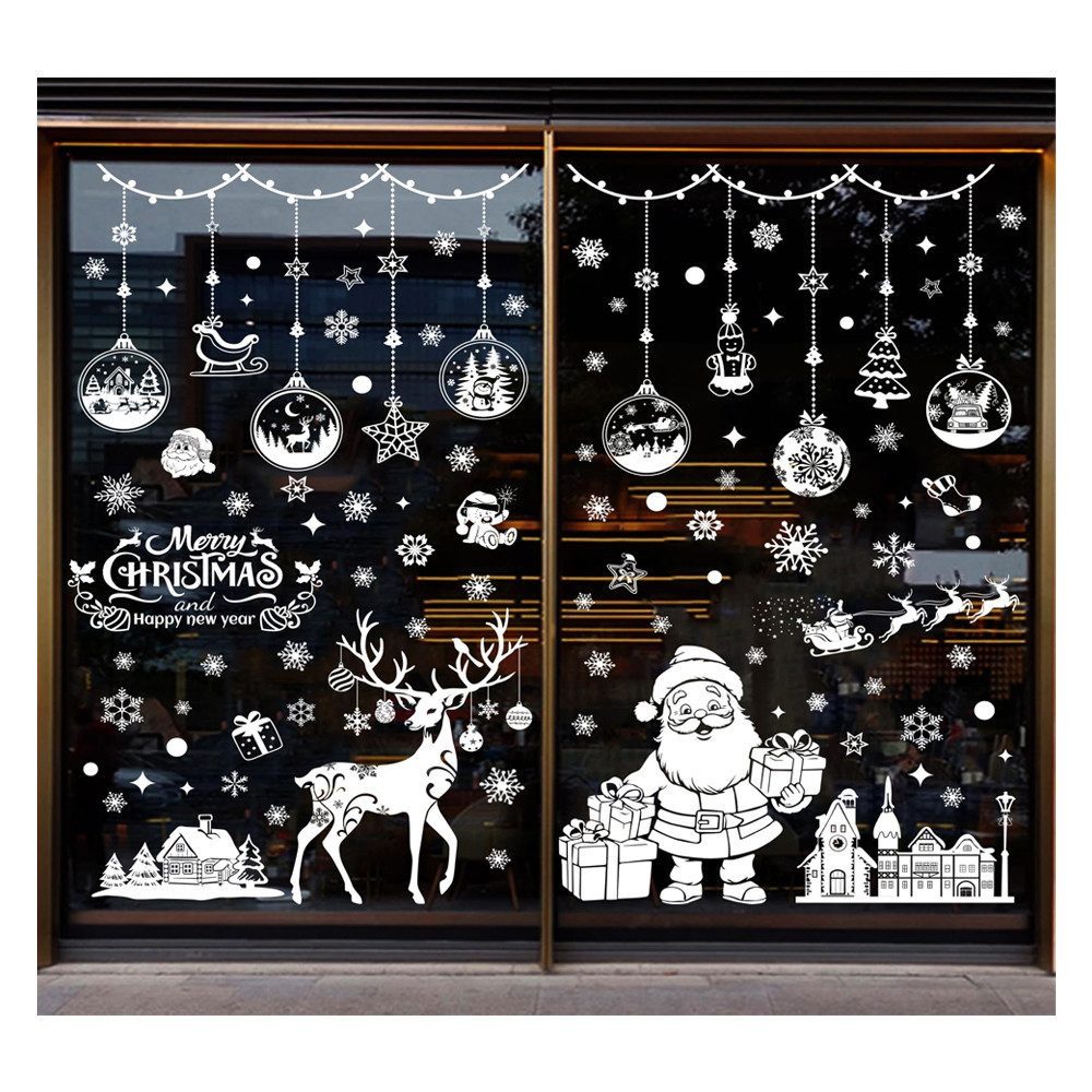 Bomiclss Fensterfolie Weihnachts-Fensteraufkleber, Fensterdekoration Doppelseitig, Aufkleber Weihnachtsdeko Fenster Weihnachtsfensteraufkleber