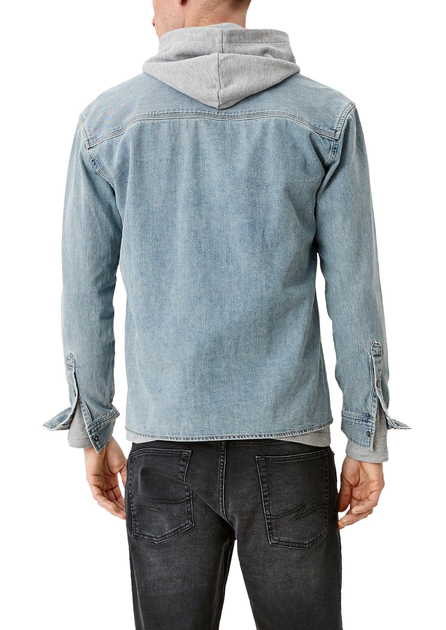 Herren Hemden Q/S by s.Oliver Langarmhemd Regular: Hemd aus Denim Waschung