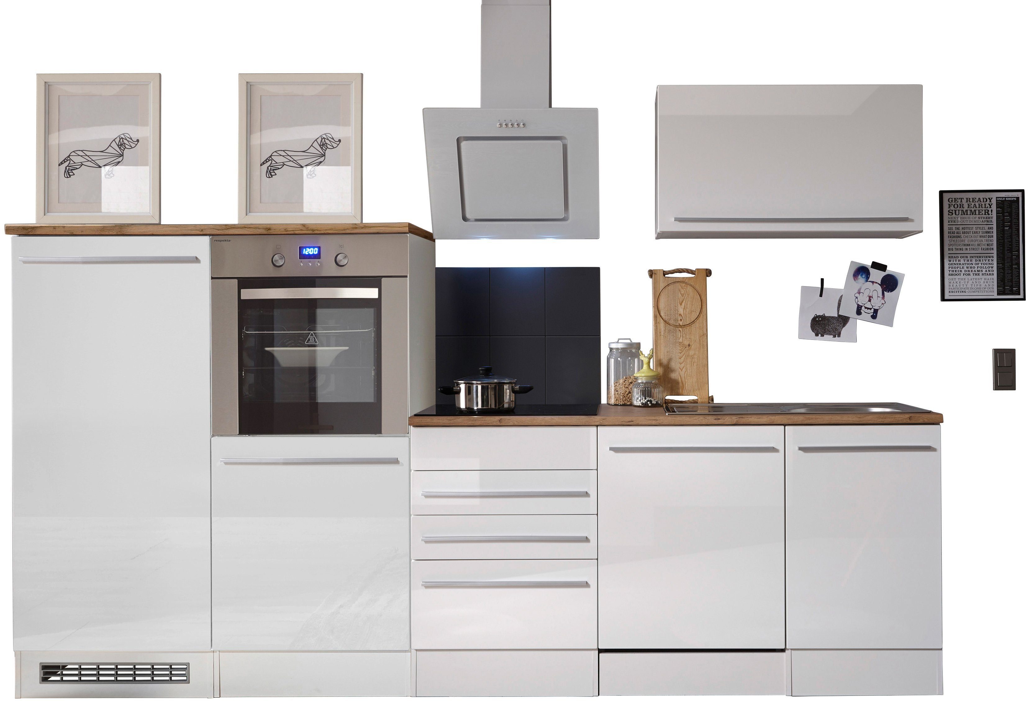 RESPEKTA Küchenzeile Palma aus der Serie Gabriel, mit E-Geräten,  Gesamtbreite 290 cm