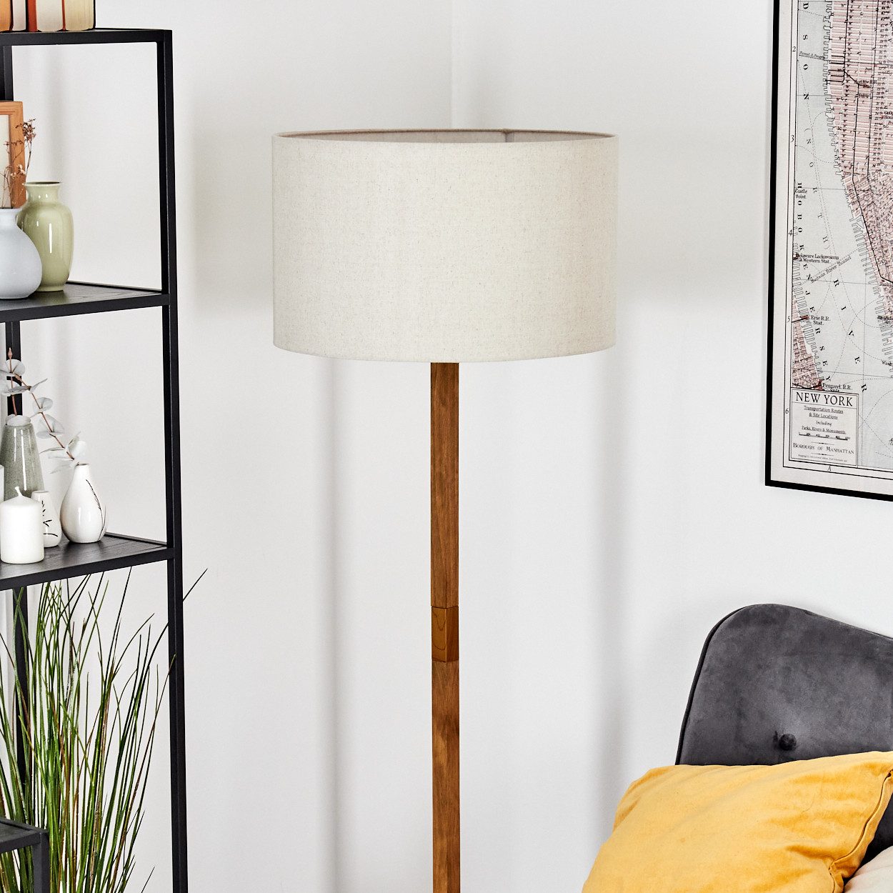 hofstein Stehlampe Stehlampe aus Metall/Holz im günstig online kaufen