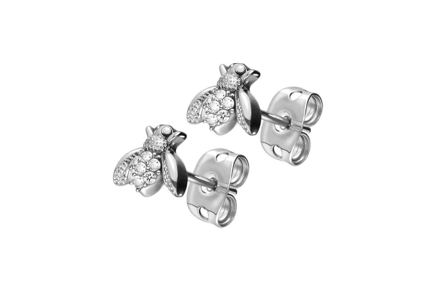 FILANGO Paar Ohrstecker Chirurgenstahl Ohrstecker BIENE + EINGEFASSTE KRISTALLE (Ohrstecker, 1-tlg)