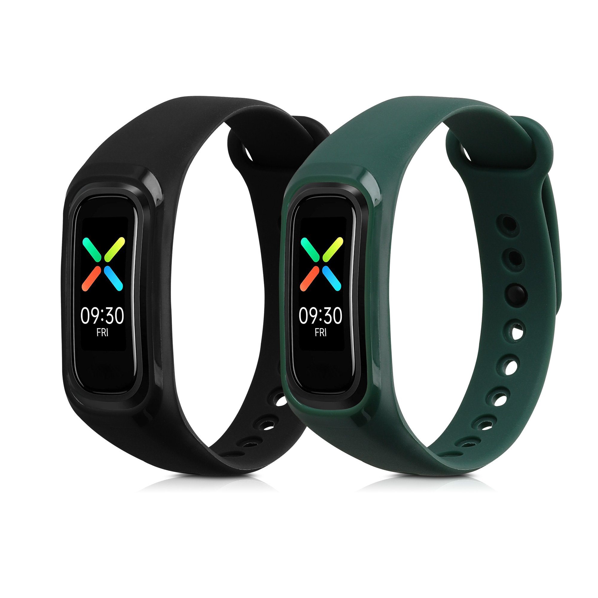 kwmobile 2x Uhrenarmband für Oppo Band Sport Armband Smartwatch, 2-tlg., Fitnesstracker Band Set aus TPU Silikon - Ersatzarmband Smartwatch