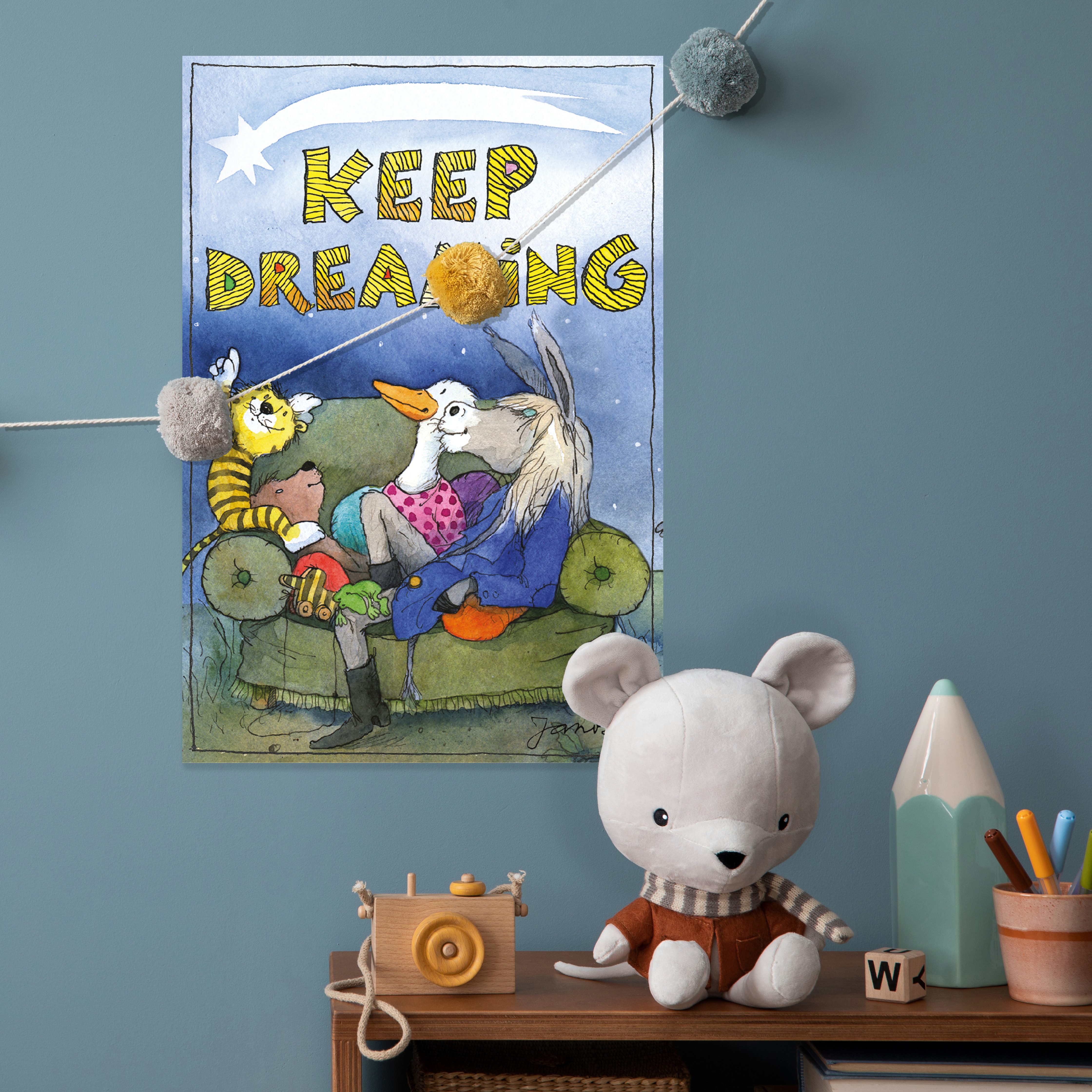 LuckyLinde Wanddekoobjekt Der kleine Bär und der kleine Tiger mit Freunden (1 St), Exklusive JANOSCH Kindermotive, Stahlschild