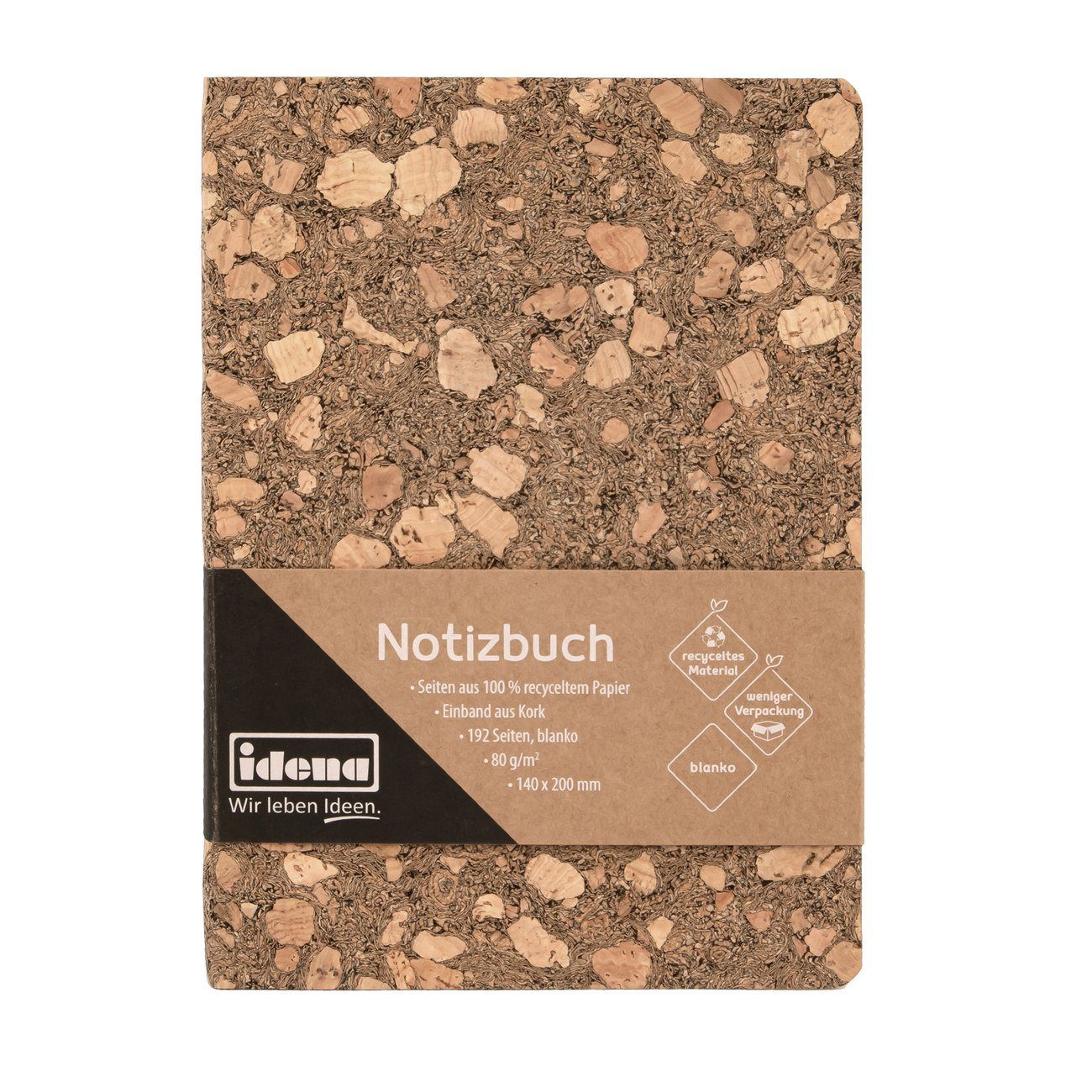 Idena Notizbuch Notizbuch - Notebook - Korkeinband 192 Seiten blanko - 