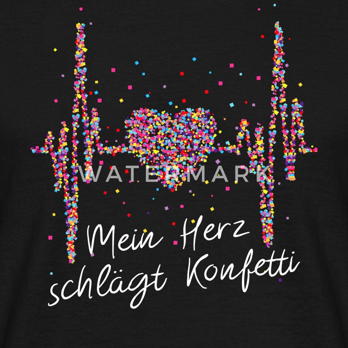 Spreadshirt T-Shirt Herzschlag Karneval Mein Herz Schlägt Konfetti Spruch M günstig online kaufen