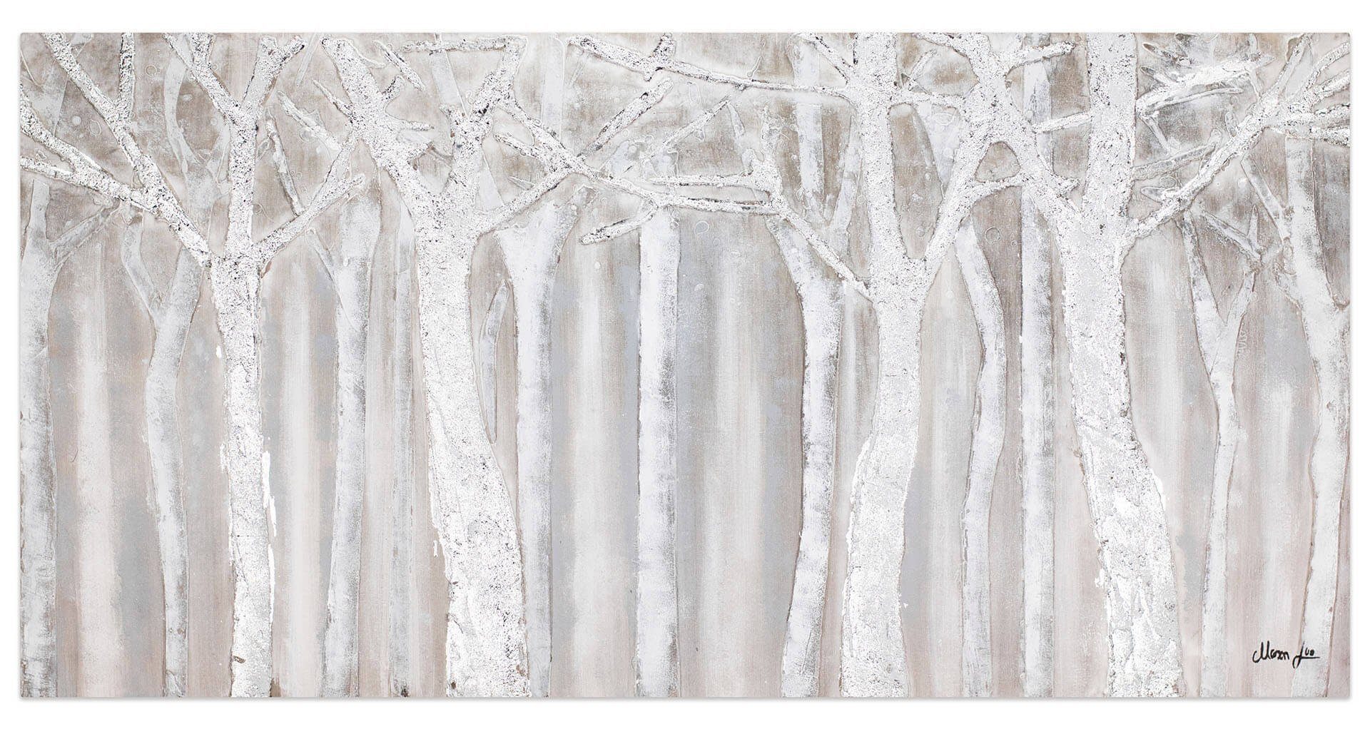 HANDGEMALT 140x70 Wohnzimmer Gemälde Whispering cm, 100% Trees KUNSTLOFT Leinwandbild Wandbild