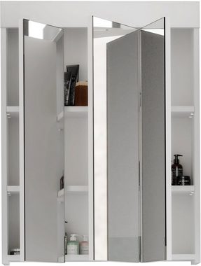 xonox.home Badezimmerspiegelschrank Snow (Badschrank 60x79 cm, 3-türig) weiß Hochglanz, 9 Fächer