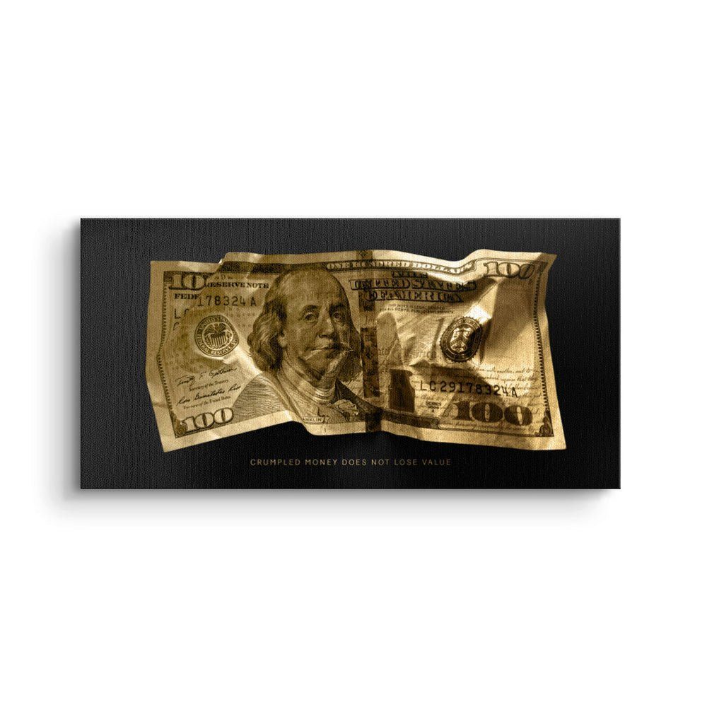 DOTCOMCANVAS® Leinwandbild, Premium Motivationsbild - Crumble Money V3