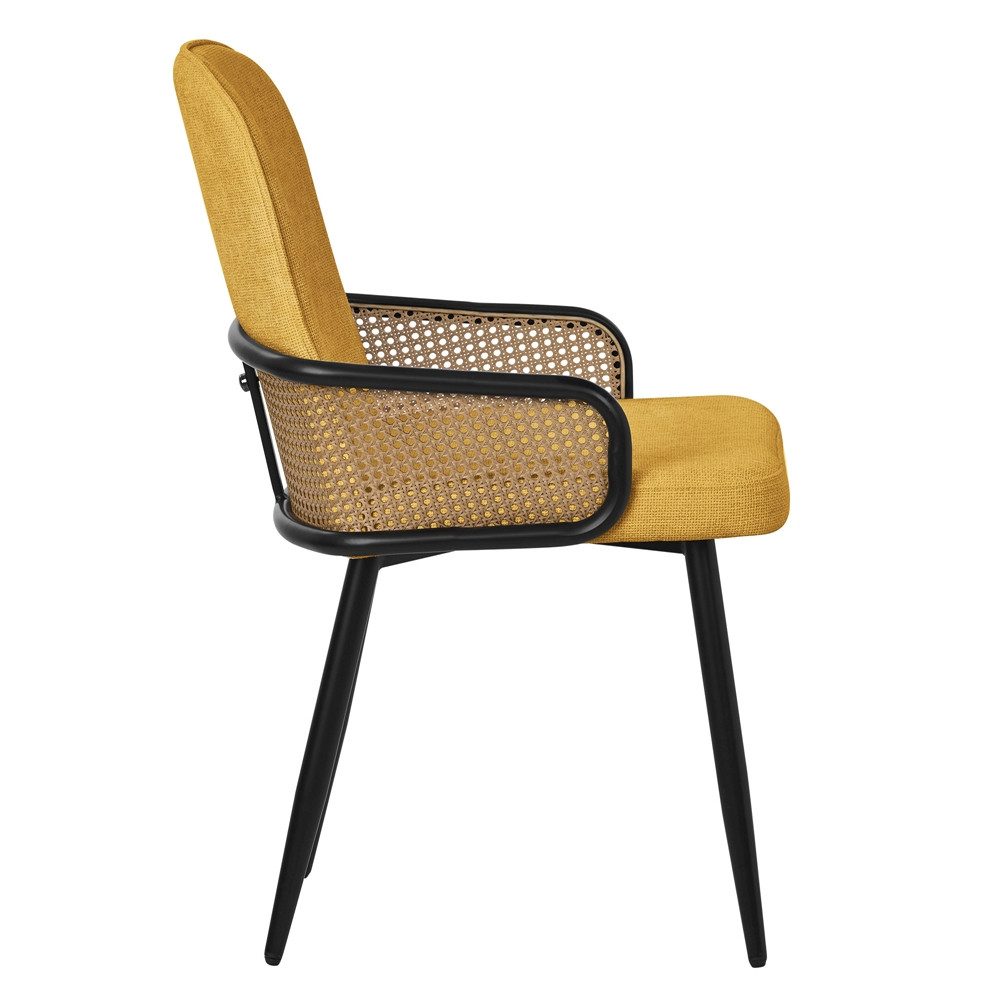 ML-DESIGN Polsterstuhl Esszimmerstühle mit Armlehne & Rückenlehne Ergonomische moderne Design (2 St), Armlehnstuhl mit Metallbeine 2er Set Senf Lounge Sessel bis 120 kg