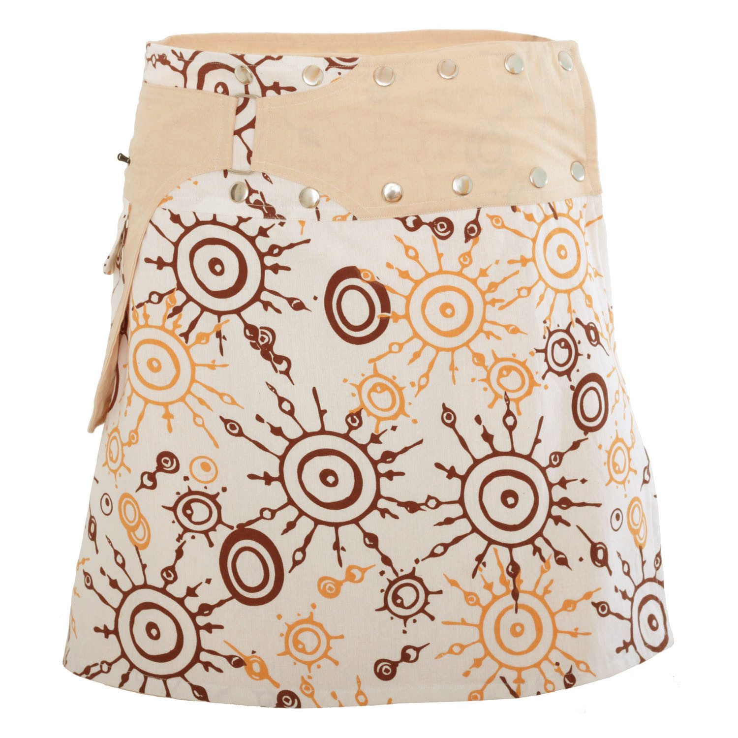 PUREWONDER Wickelrock Auffälliger Wickelrock mit Druckknöpfen, Minirock Nr. 174 Weiß Baumwolle Einheitsgröße