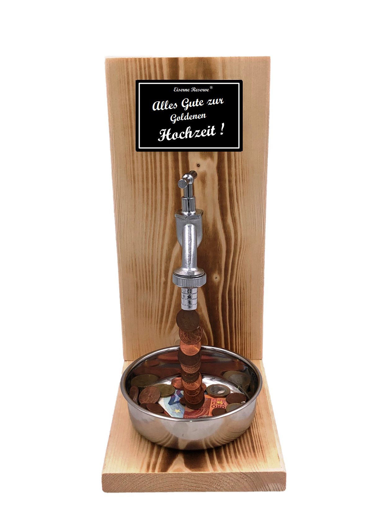 Eiserne Reserve® Geschenkbox Всеs Gute zur Goldenen Hochzeit - Eiserne Reserve Geldhahn - Geburtst