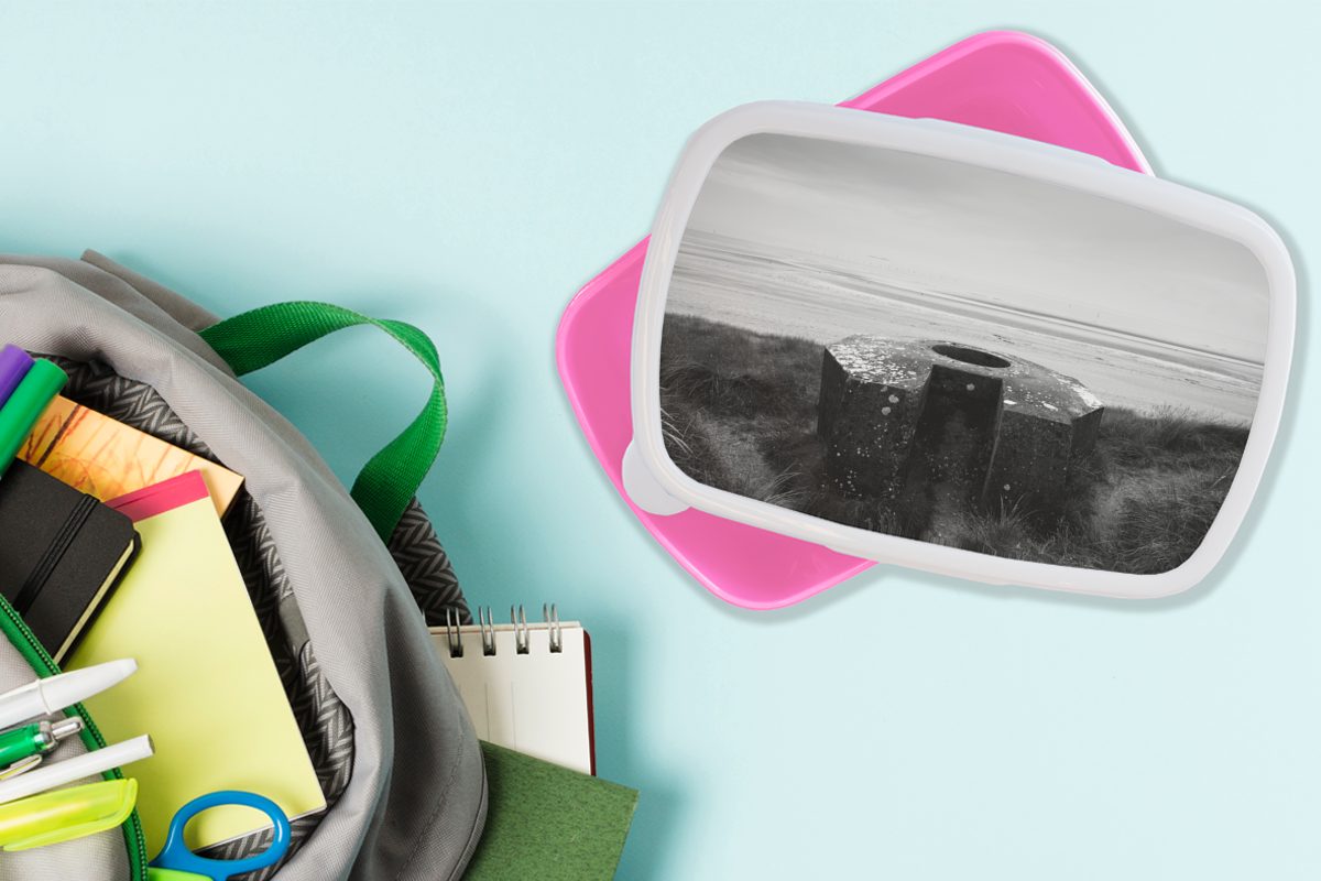 Kunststoff französischen (2-tlg), rosa Geschützes an Erwachsene, am Brotdose für Beach eines Brotbox MuchoWow Sockel Mädchen, den, Utah Lunchbox Kunststoff, Kinder, Snackbox,