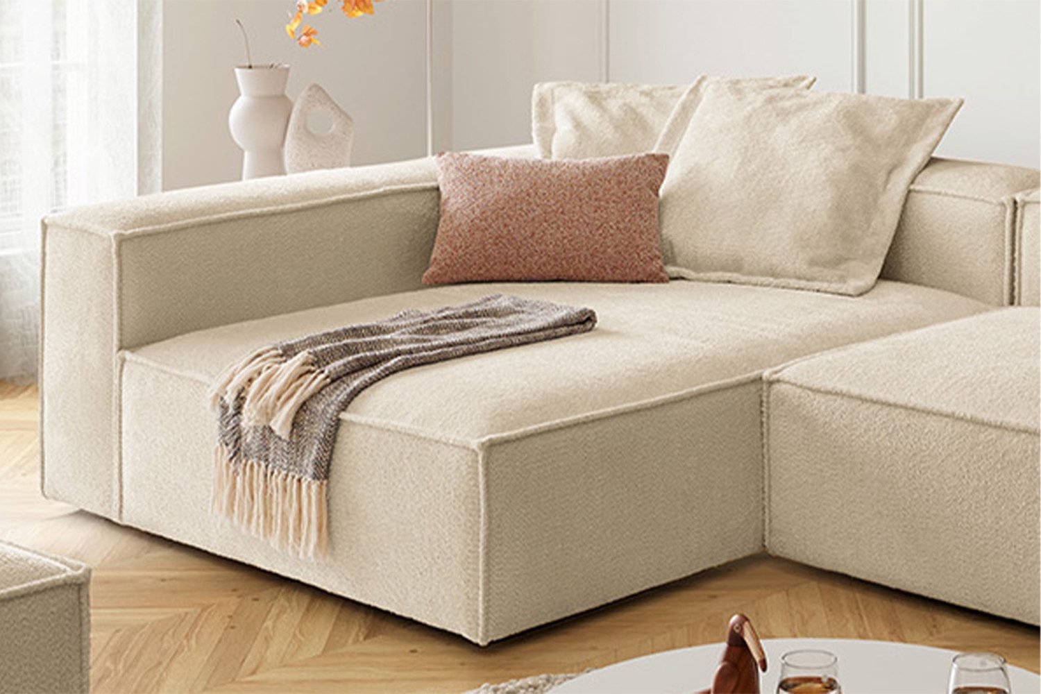 KAWOLA Ecksofa CARMO, Couch L-Form rechts oder links Stoff verschiedene Farben 306x191 cm