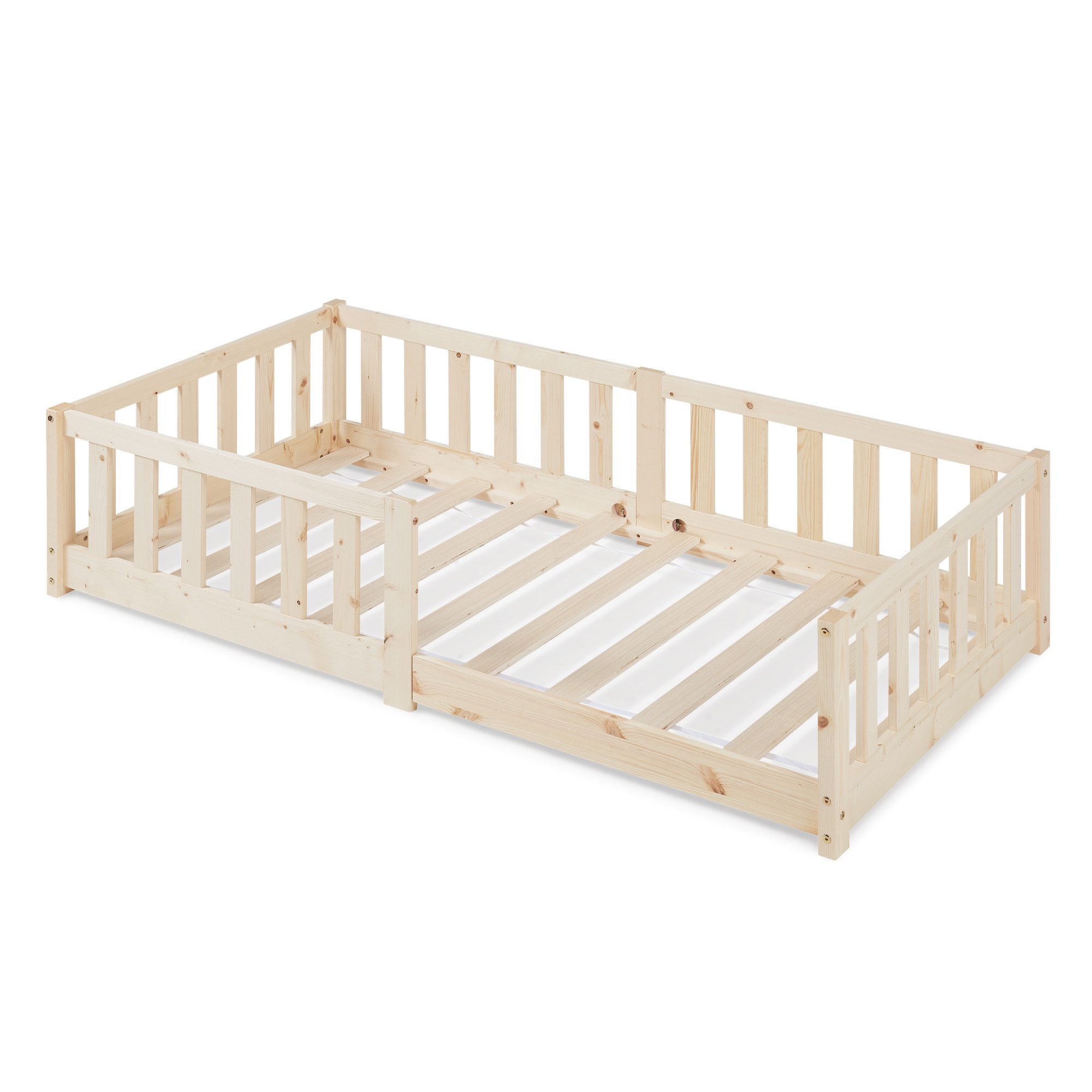 en.casa Kinderbett, »Tanna« mit Rausfallschutz 80x160 cm Montessori Kiefern günstig online kaufen