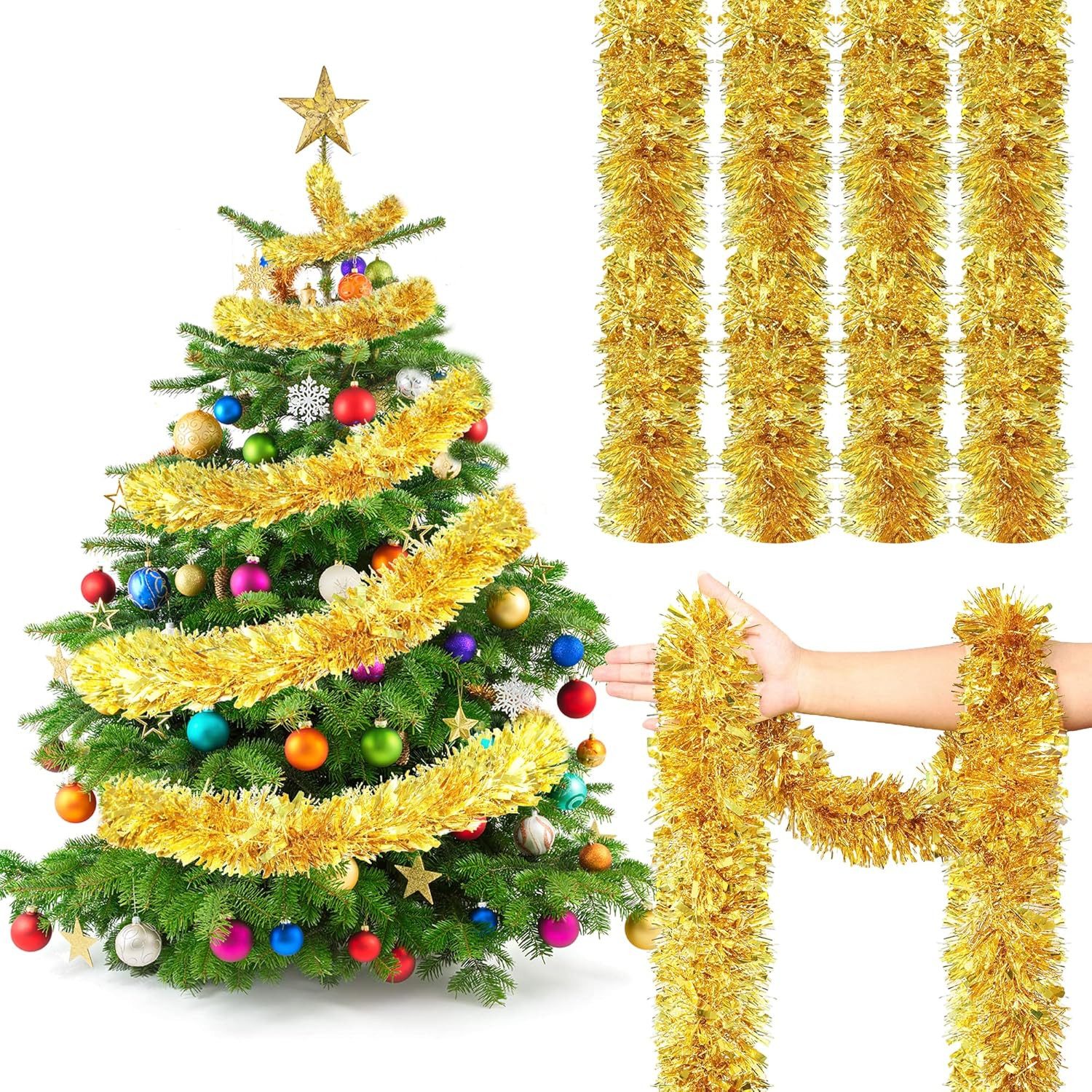 Kunstgirlande 5 Stück Weihnachtsgirlande,9 m, Mit roten Beeren, Coonoor, Weihnachtsdekoration für den Weihnachtsbaum