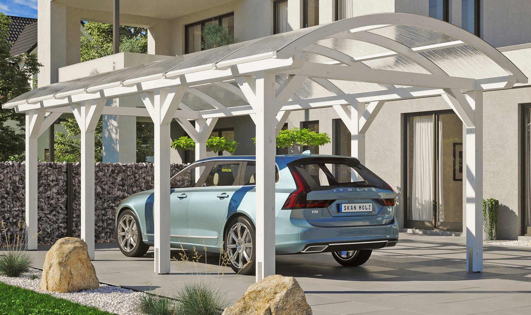 Skanholz Einzelcarport Franken, BxT: 376x755 cm, 220 cm Einfahrtshöhe