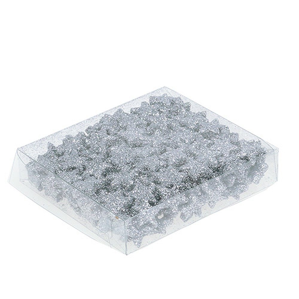 Othmar Decorations Weihnachtsmann Stern Glitter 1,5cm Deko Silber Streudeko Weihnachten Basteln, 144 St
