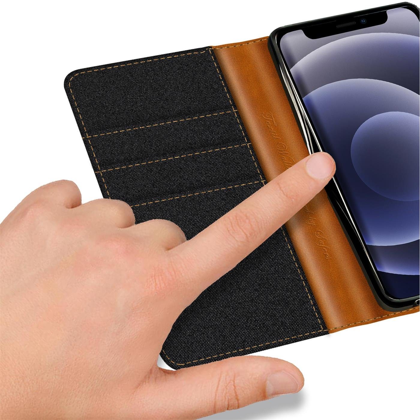 CoolGadget Handyhülle Denim Schutzhülle Flip Case für Apple iPhone 12 Mini 5,4 Zoll, Book Cover Handy Tasche Hülle für iPhone 12 Mini Klapphülle