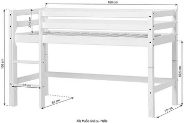 Hoppekids Hochbett «Construction» mit Baustellen-Vorhang Matratze 2 Größen